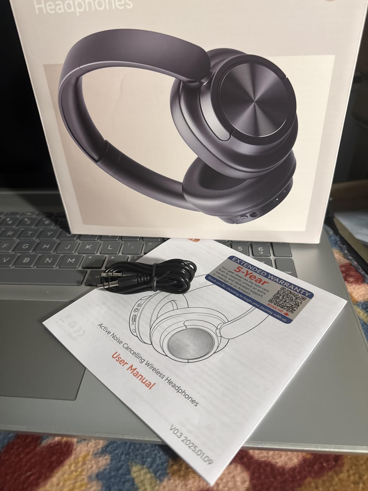 Hybrid Active Noise Cancelling Headphones 120H Playtime Wireless Headphones Bluetooth 6.0 Over Ear Headphones with 6 ENC HD Call Mic, Hi-Res 360° Spatial Audio ANC Headphone for Travel Workout Black customer photo 1