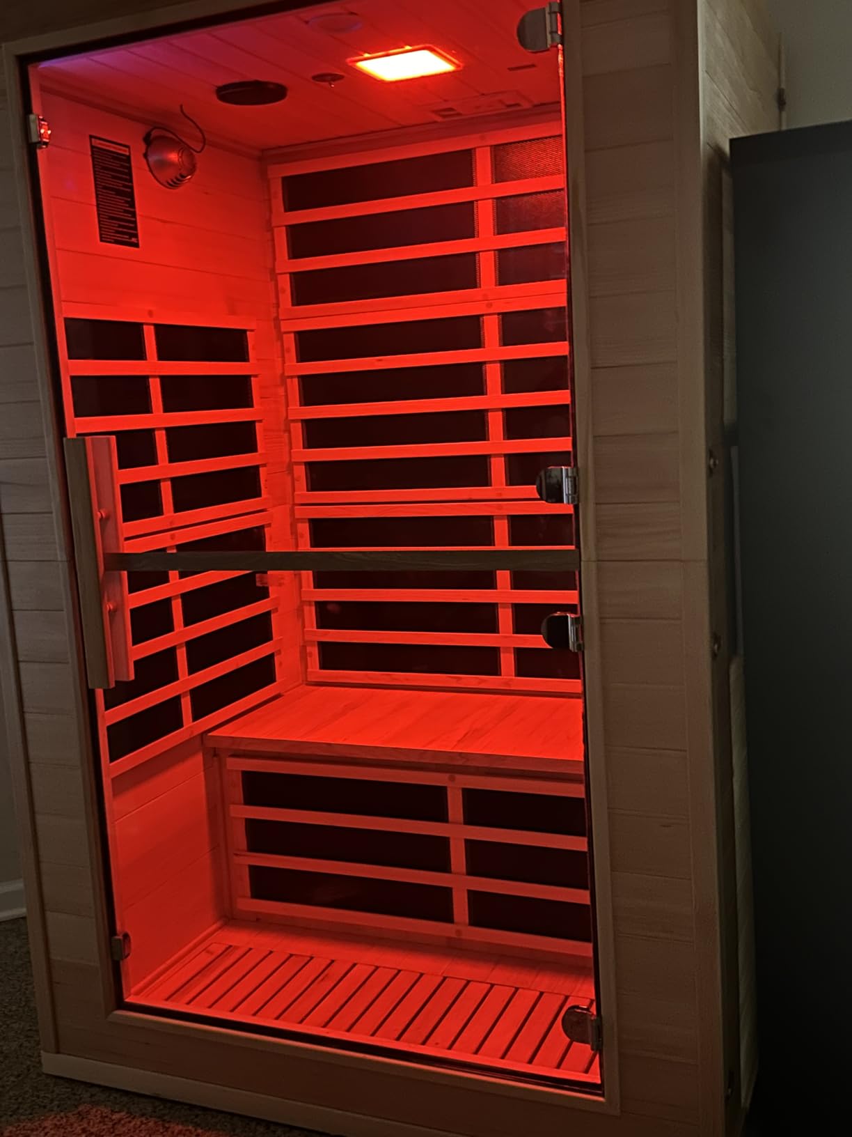 2 Person Far Infrared Sauna Hemlock Wood Indoor Dry Sauna, Low EMF 1600W Fast Heating Home Sauna with Chromotherapy Bluetooth Speaker for Home Spa, Relaxation & Recovery customer photo 1
