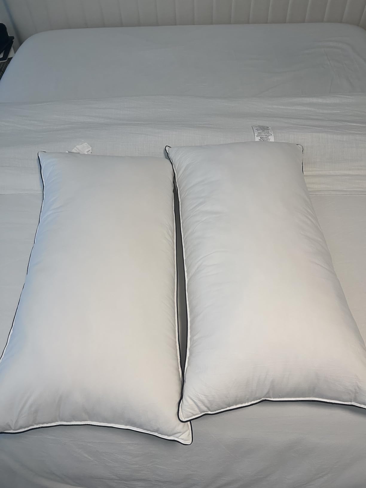 Goose Down Bed Pillows Queen Size Set of 2 (White), Hotel Collection Pillows for Sleeping, Gusseted Pillow for Side, Back, or Stomach Sleepers, 20