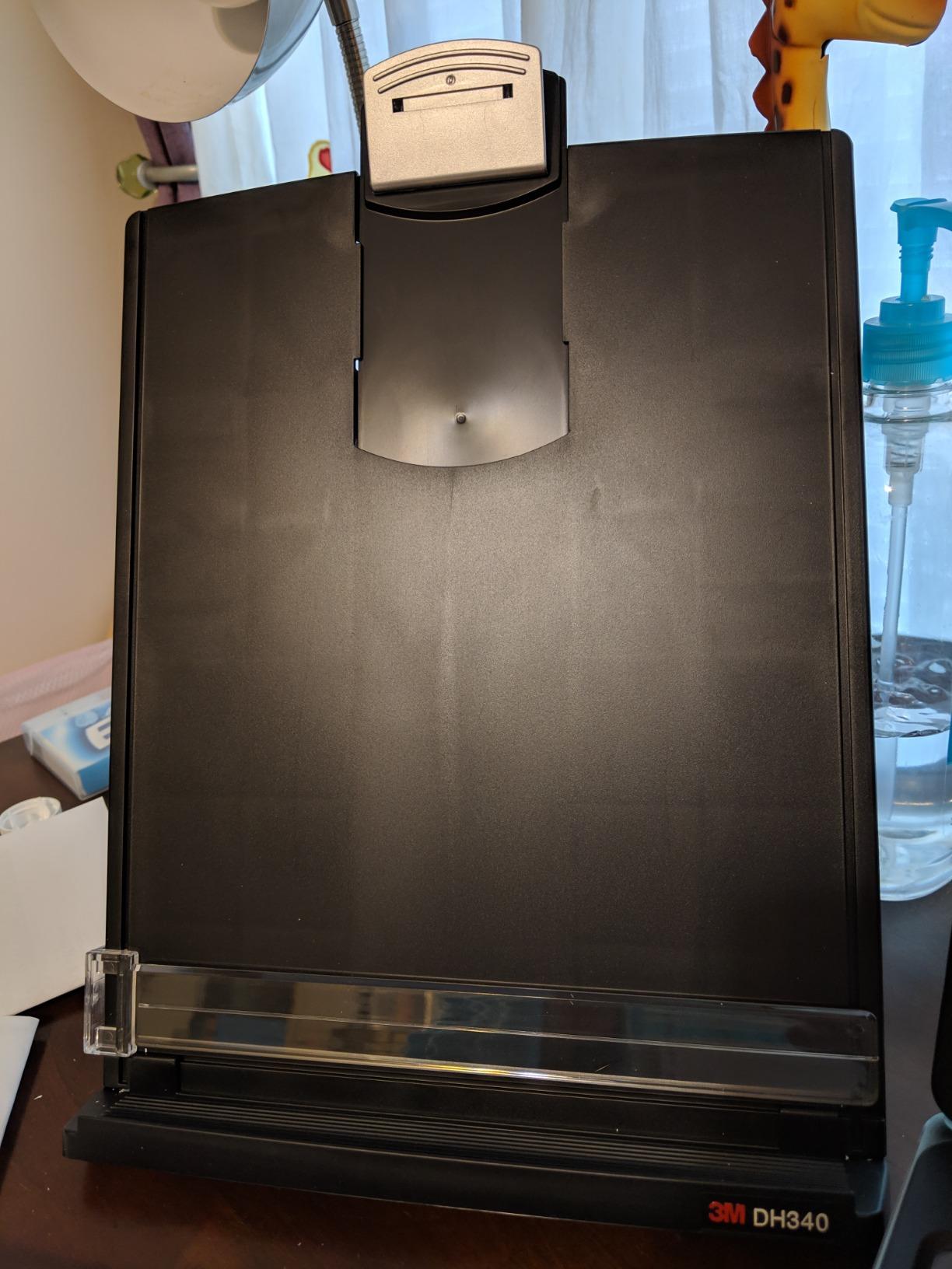 3M Desktop Document Holder Copy Holder, Adjustable Clip Holds Portrait and Landscape Documents for Easy Viewing, Bottom Ledge Has Lip to Keep up to 150 Sheets Securely in Place, Black (DH340MB) customer photo 1