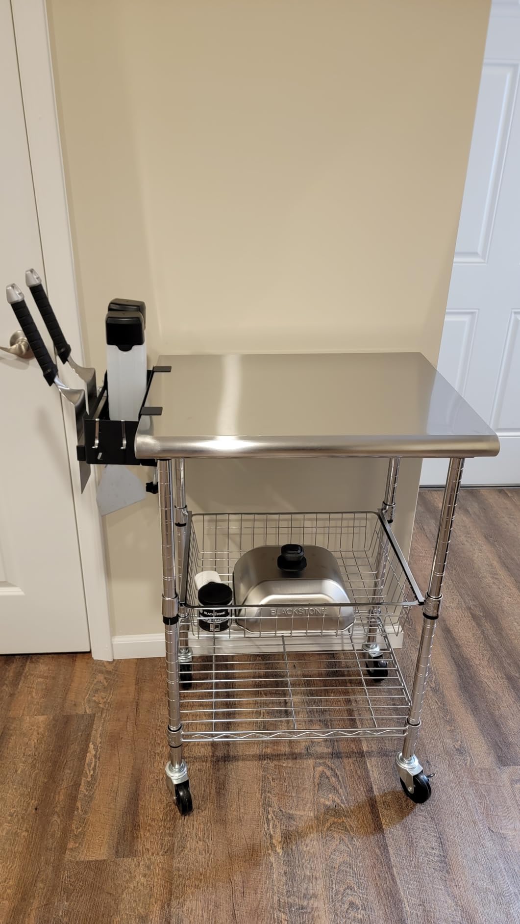 Seville Classics Commercial Work Table Island Utility Cart Prep Station, for Restaurant, Kitchen, Warehouse, Garage, Hotel, Home, Stainless-Steel Top NSF, 24
