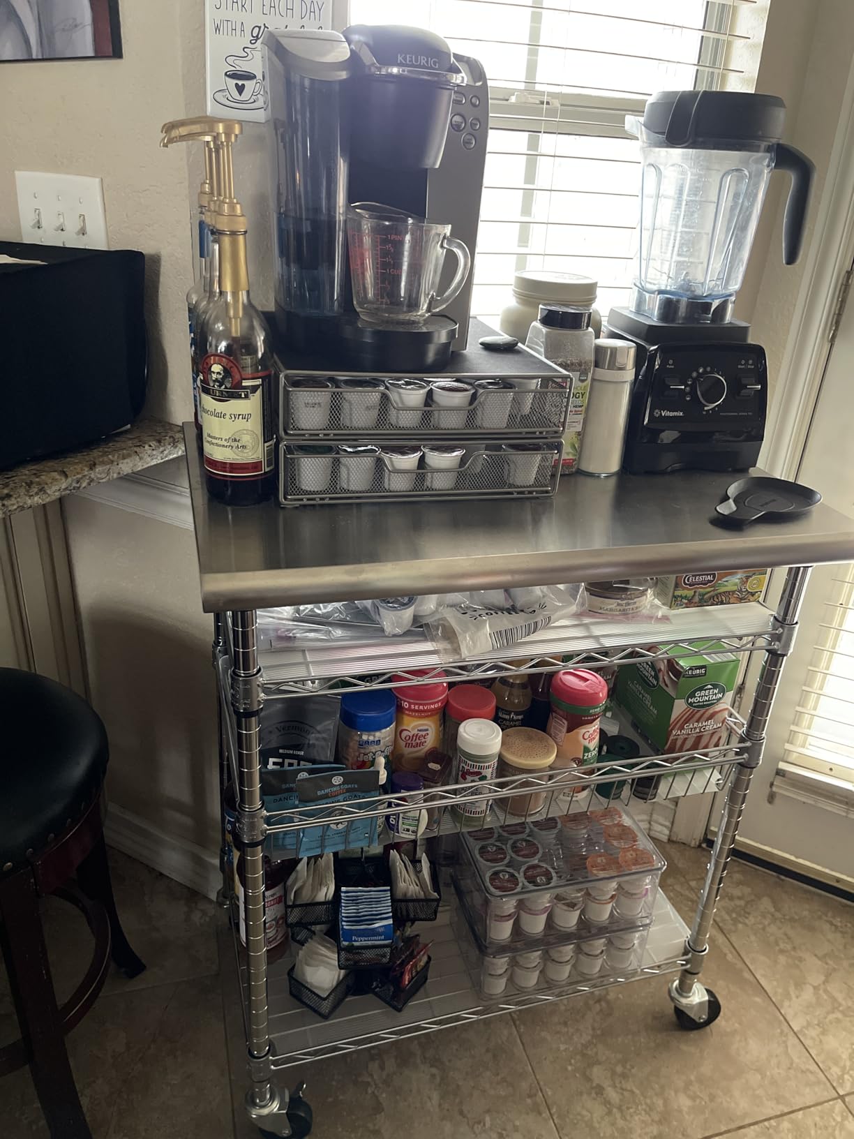Seville Classics Commercial Work Table Island Utility Cart Prep Station, for Restaurant, Kitchen, Warehouse, Garage, Hotel, Home, Stainless-Steel Top NSF, 24