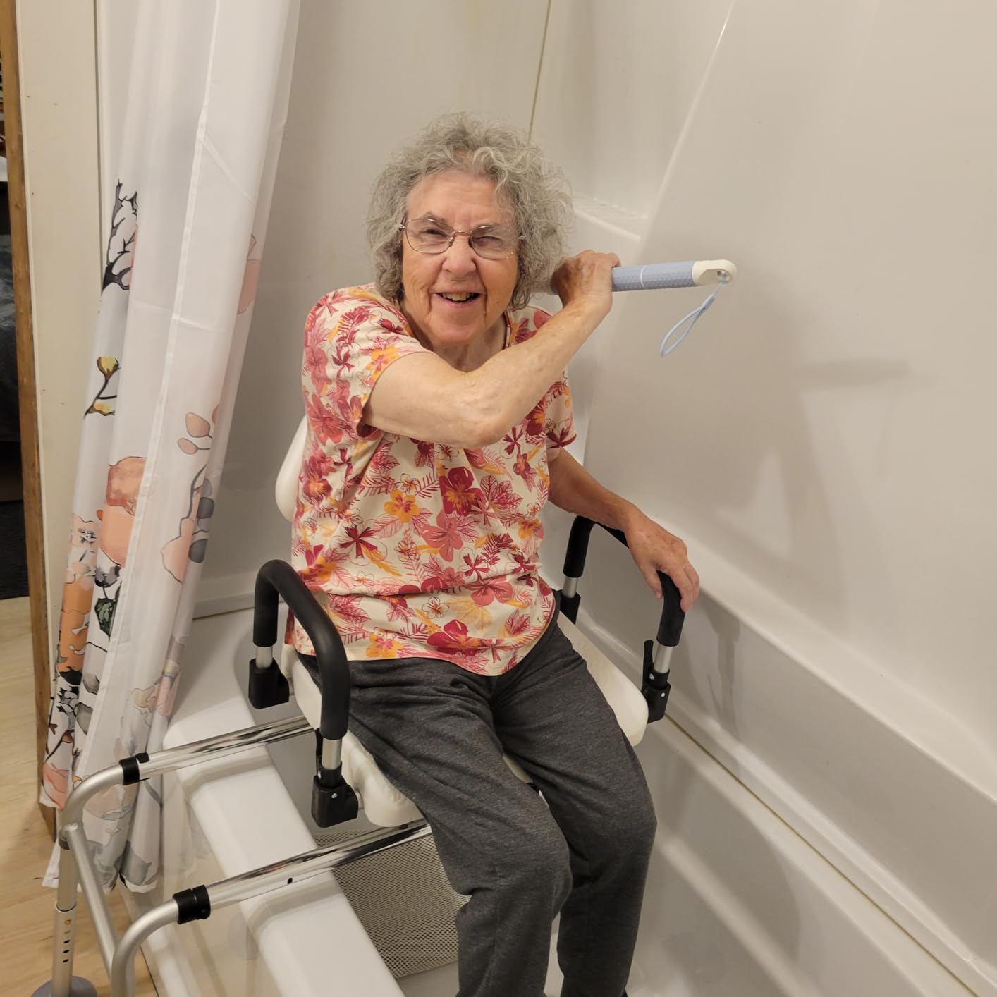 DMI Tub Transfer Bench and Shower Chair with Non Slip Aluminum Body, FSA Eligible, Adjustable Seat Height and Cut Out Access, Holds Weight up to 400 Lbs, Bath and Shower Safety, Transfer Bench customer photo 2