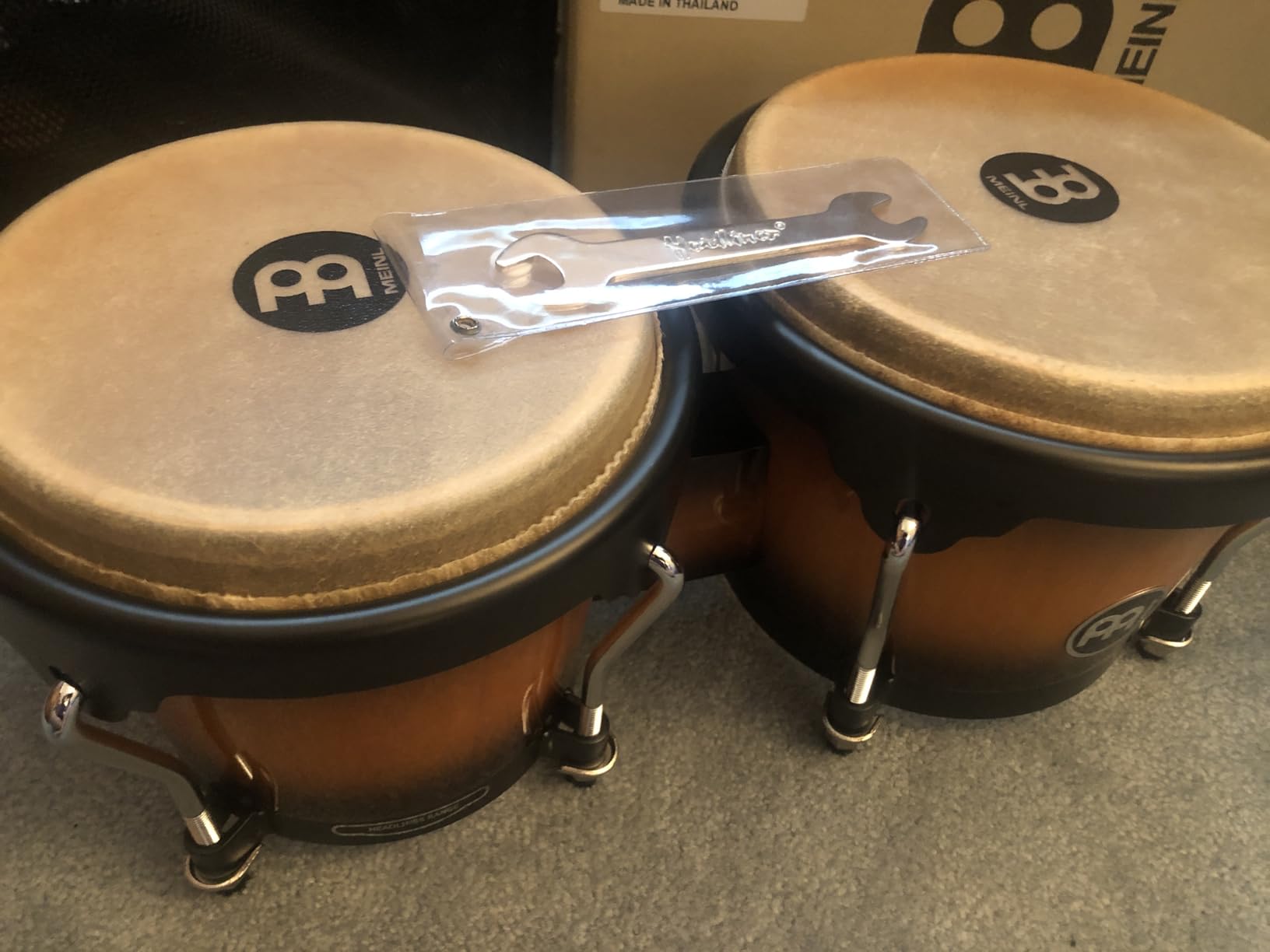 Bongos with Rubberwood Stave Shells, Headliner Series - NOT MADE IN CHINA - Natural Buffalo Skin Heads, 2-YEAR WARRANTY customer photo 2