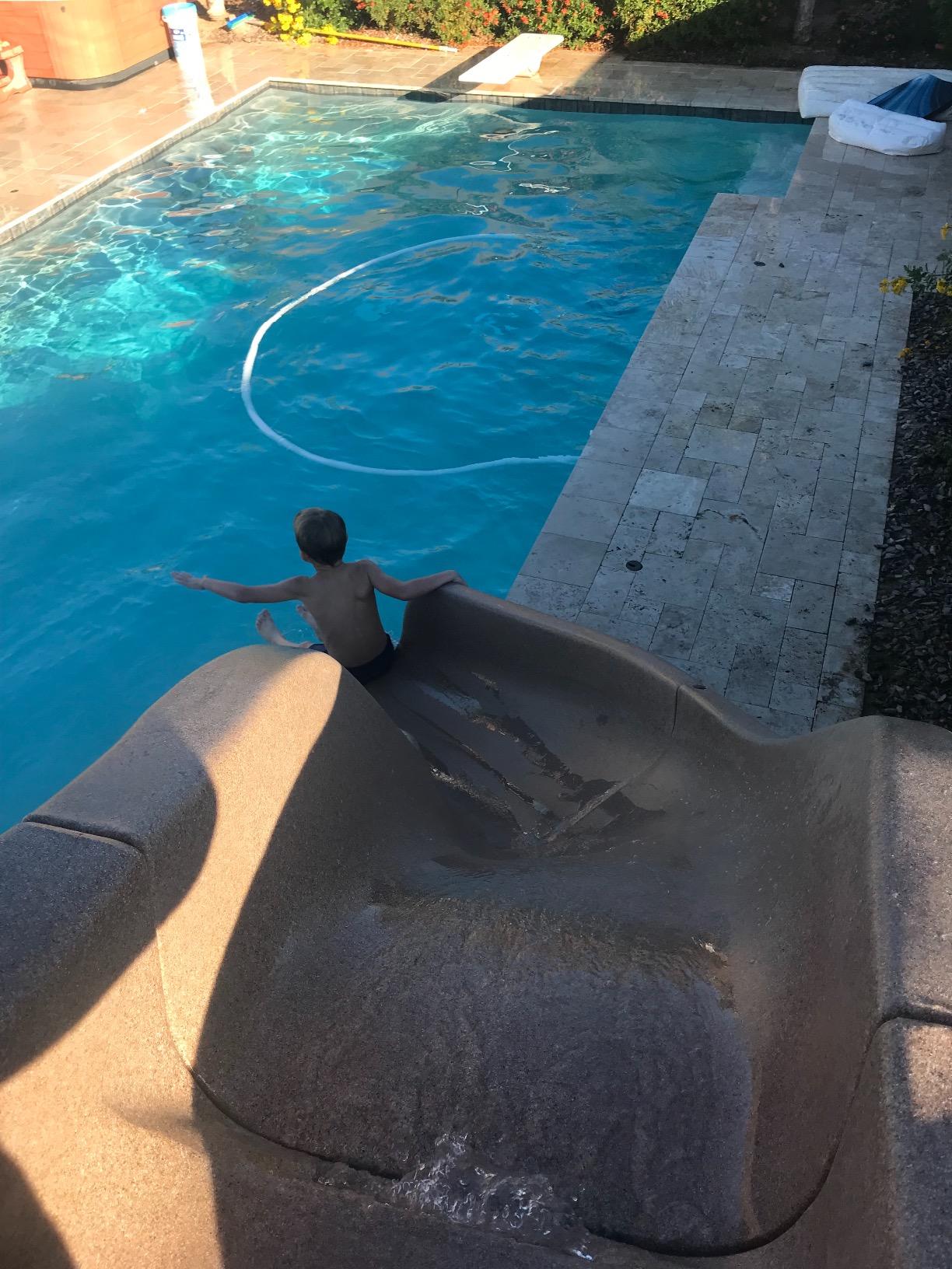 S.R.Smith Typhoon Pool Slide, Gray - Premium Water Slide with Left Curve for Inground Swimming Pool - Deck Mounted with Enclosed Ladder for Safety customer photo 1