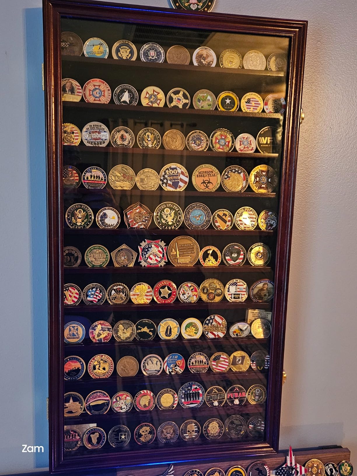 DisplayGifts Military Challenge Coin Display Case Poker Chips Holder Wall Cabinet Rack 29 X 16 Compatible with Army Navy Air Force Marine Corps Challenge Coins customer photo 2