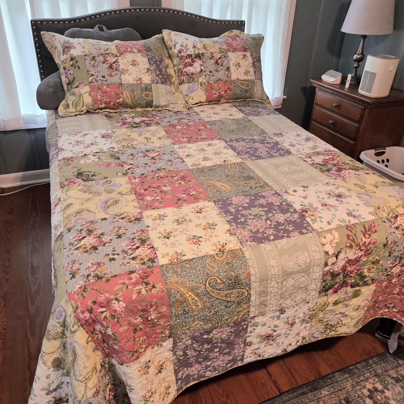 Greenland Home Blooming Prairie 100% Cotton Authentic Patchwork Reversible Quilt Set, 3-Piece Full/Queen customer photo 2