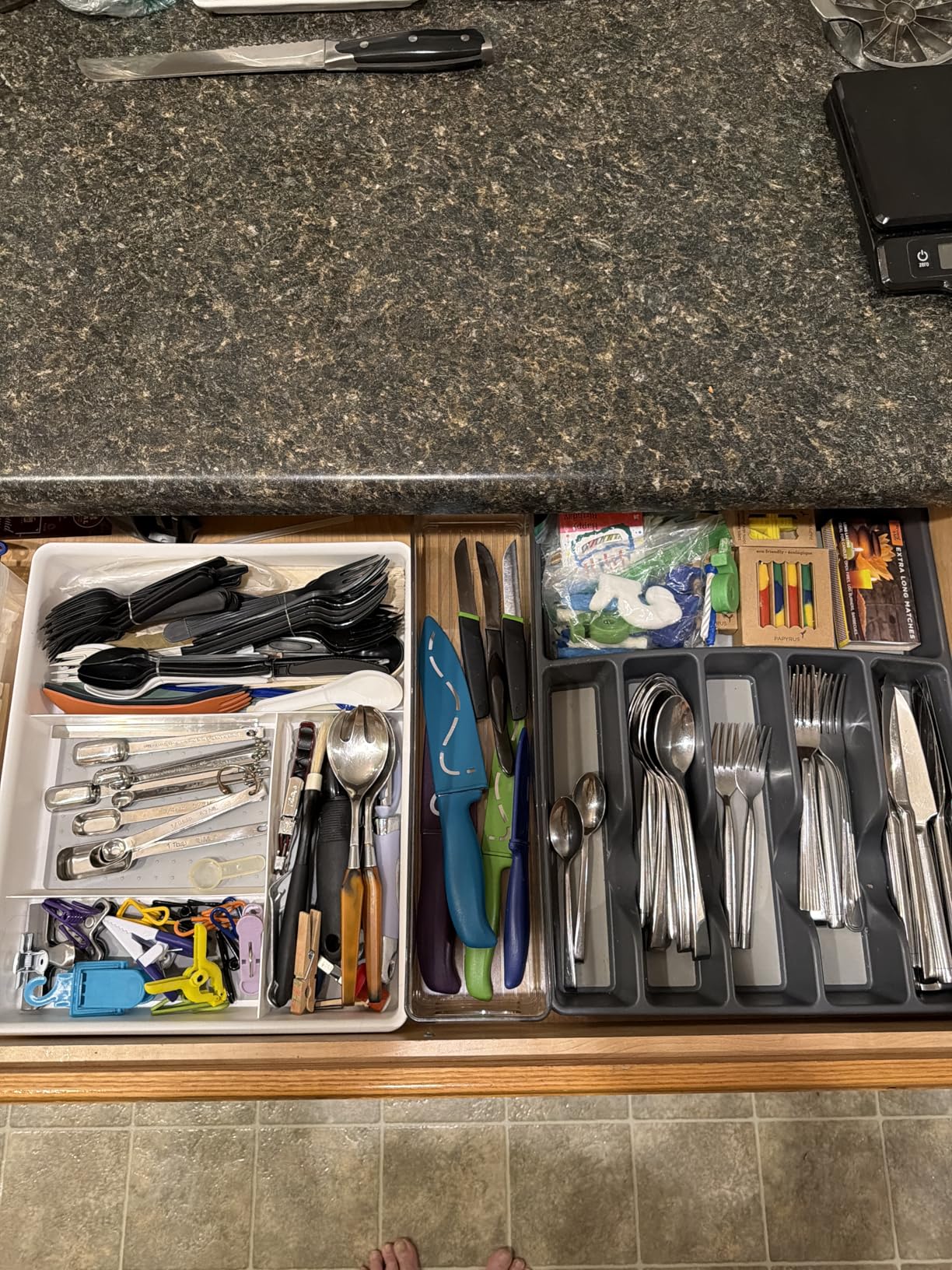 madesmart 4 Compartment Drawer Organizer, Multi Purpose Storage for Utensils, Office Tools, Cords, & Small Household Items, Tech Accessories, Arts & Crafts Supplies, Non Slip Lining, White customer photo 1