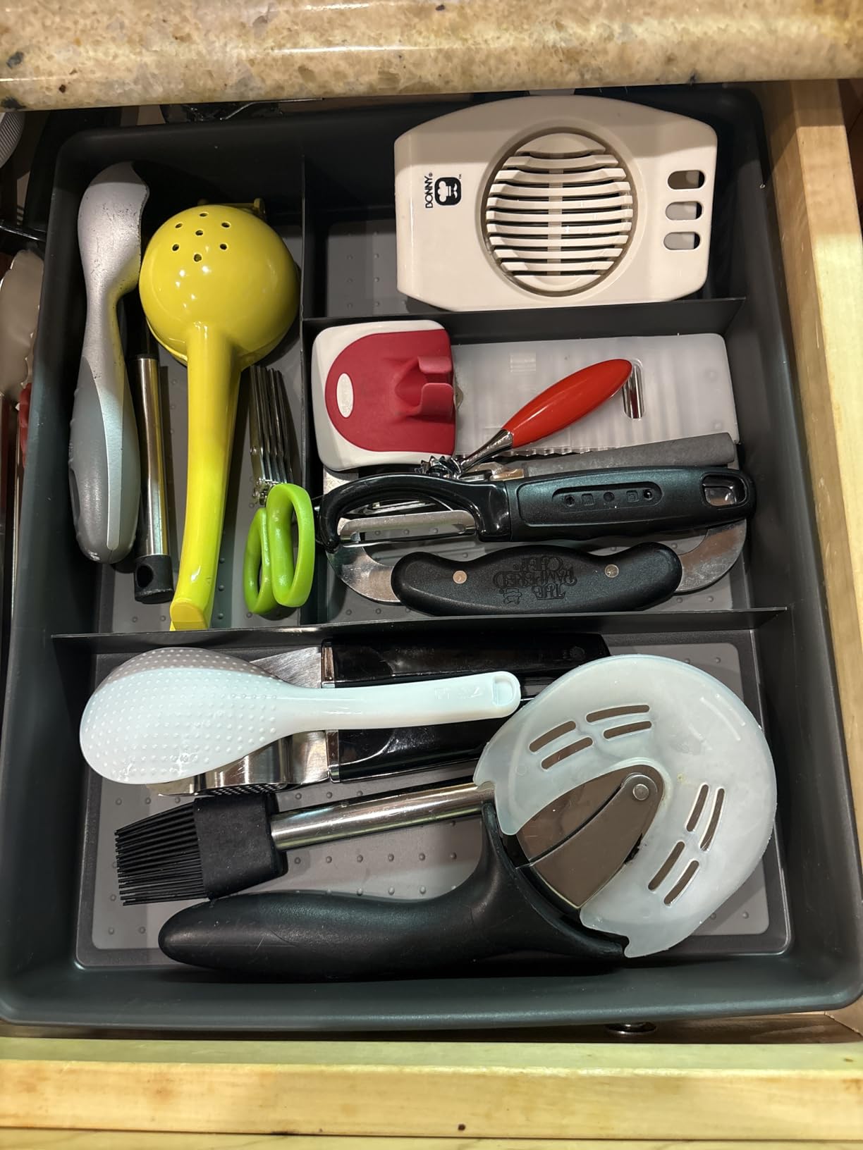 madesmart 4 Compartment Drawer Organizer, Multi Purpose Storage for Utensils, Office Tools, Cords, & Small Household Items, Tech Accessories, Arts & Crafts Supplies, Non Slip Lining, White customer photo 2