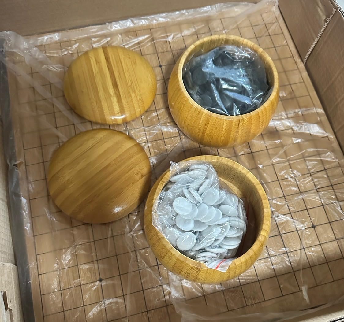 Brybelly Go Set All Natural Bamboo Wood Go Board | Bowls and 361 Bakelite Stones | 2-Player - Classic Chinese Strategy Board Game | 19x19 / 13x13 Reversible customer photo 1