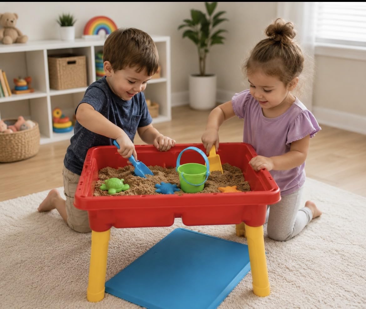Toddler Sensory Kids Table with Lid | Sensory Bin | Kidoozie | Mega Block Compatible Lid | Indoor Outdoor Use, Red, G02521 17 x 12.5 x 11 inches customer photo 1