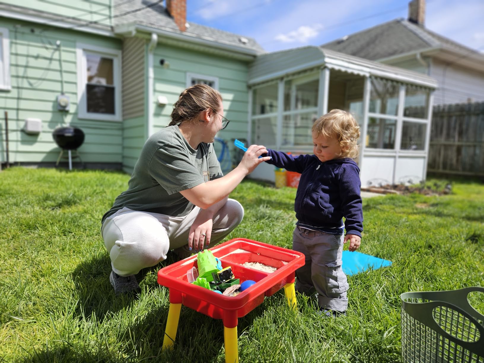 Toddler Sensory Kids Table with Lid | Sensory Bin | Kidoozie | Mega Block Compatible Lid | Indoor Outdoor Use, Red, G02521 17 x 12.5 x 11 inches customer photo 2
