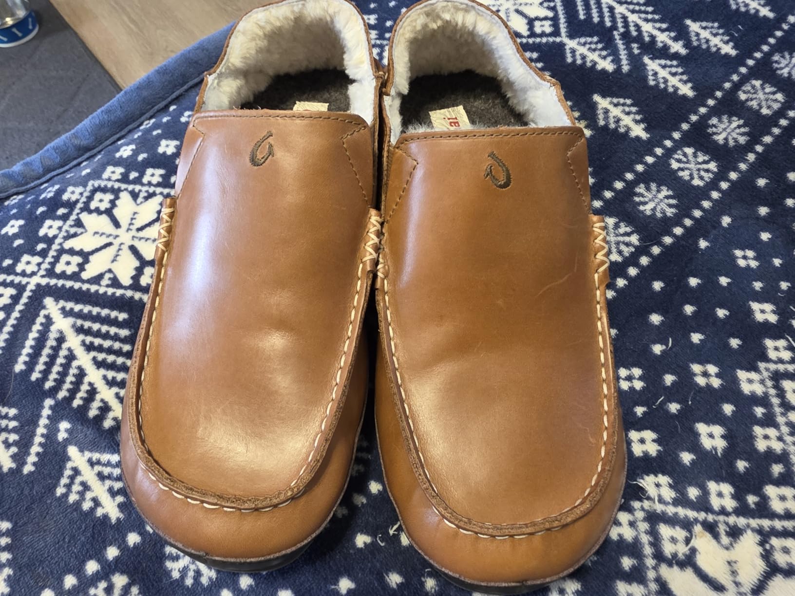 OLUKAI Moloa Slipper, Men's Premium Leather Slip-On Shoes, Soft Genuine Shearling Lining & Gel Insert, Drop-In Heel & All-Day Comfort customer photo 1