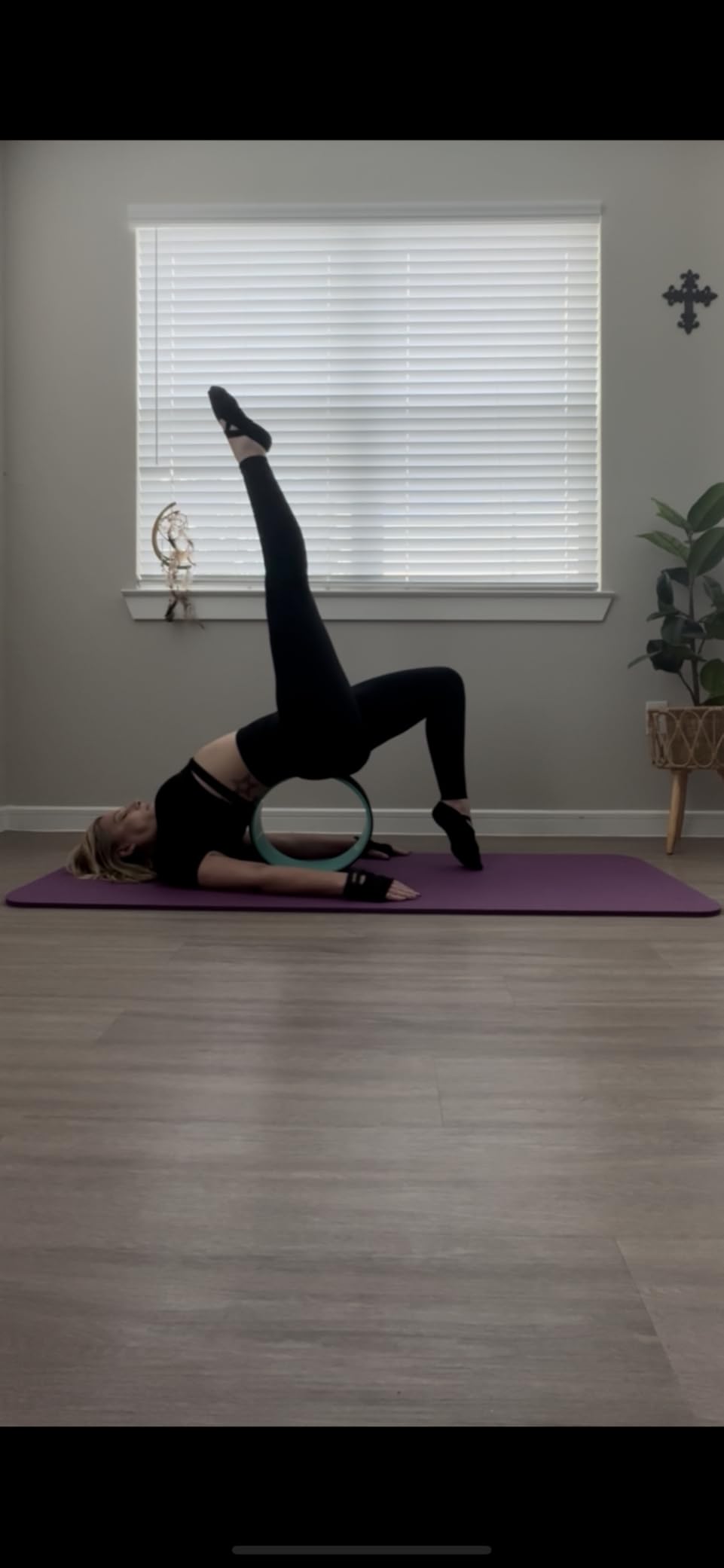 Yoga Wheel with Beginners Guide & Yoga Strap - Back Pain and Tension Relief. Comfy Roller for Stretching, Increase Flexibility. Home Exercise Kit. Ideal for Women Yogis. Improve your Posture. customer photo 2