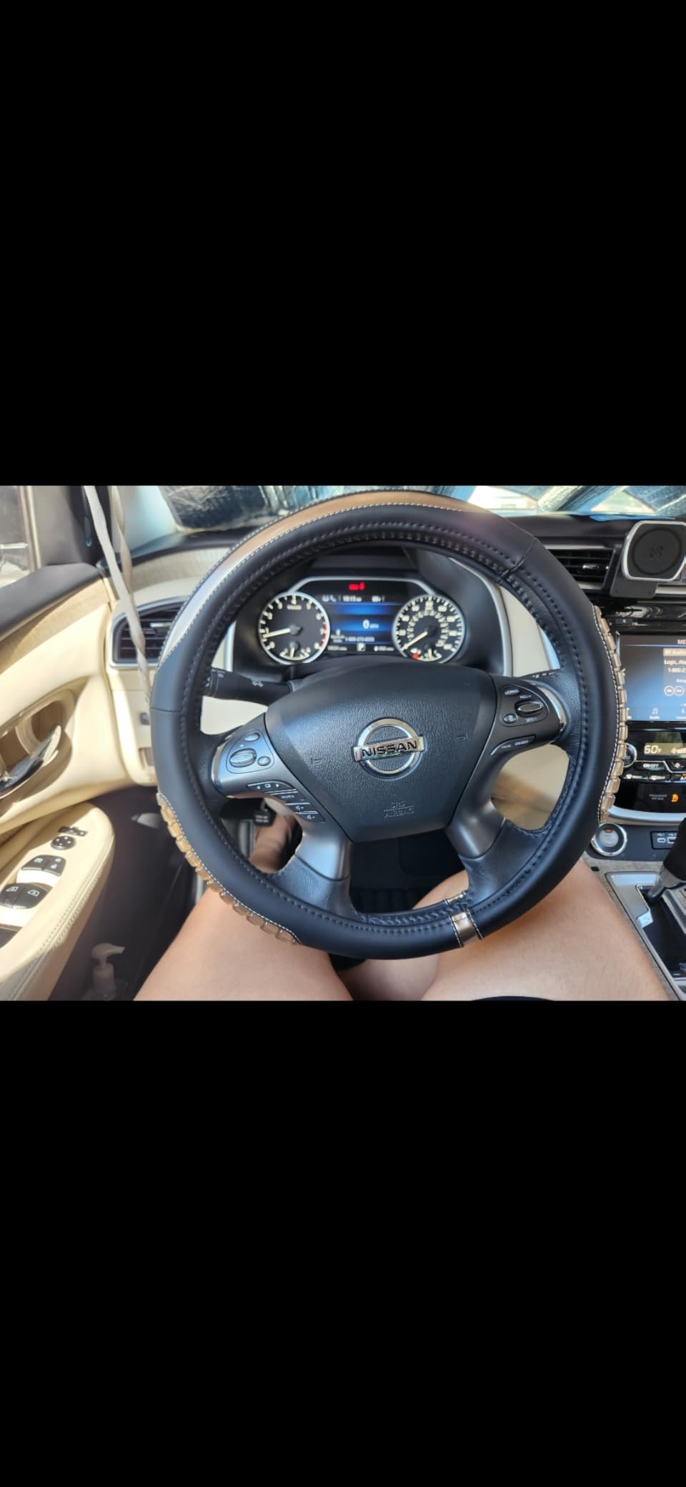 Valleycomfy Microfiber Leather Steering Wheel Cover Universal 15 inch (Black) customer photo 2