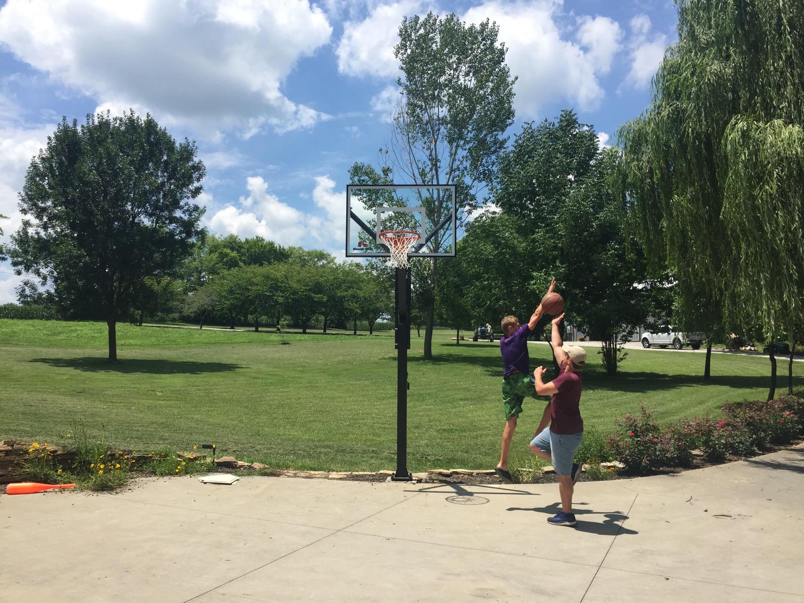 Goalrilla Basketball Hoop with Tempered Glass Basketball Goal Backboard, Black Anodized Frame, and In-ground Anchor System customer photo 1