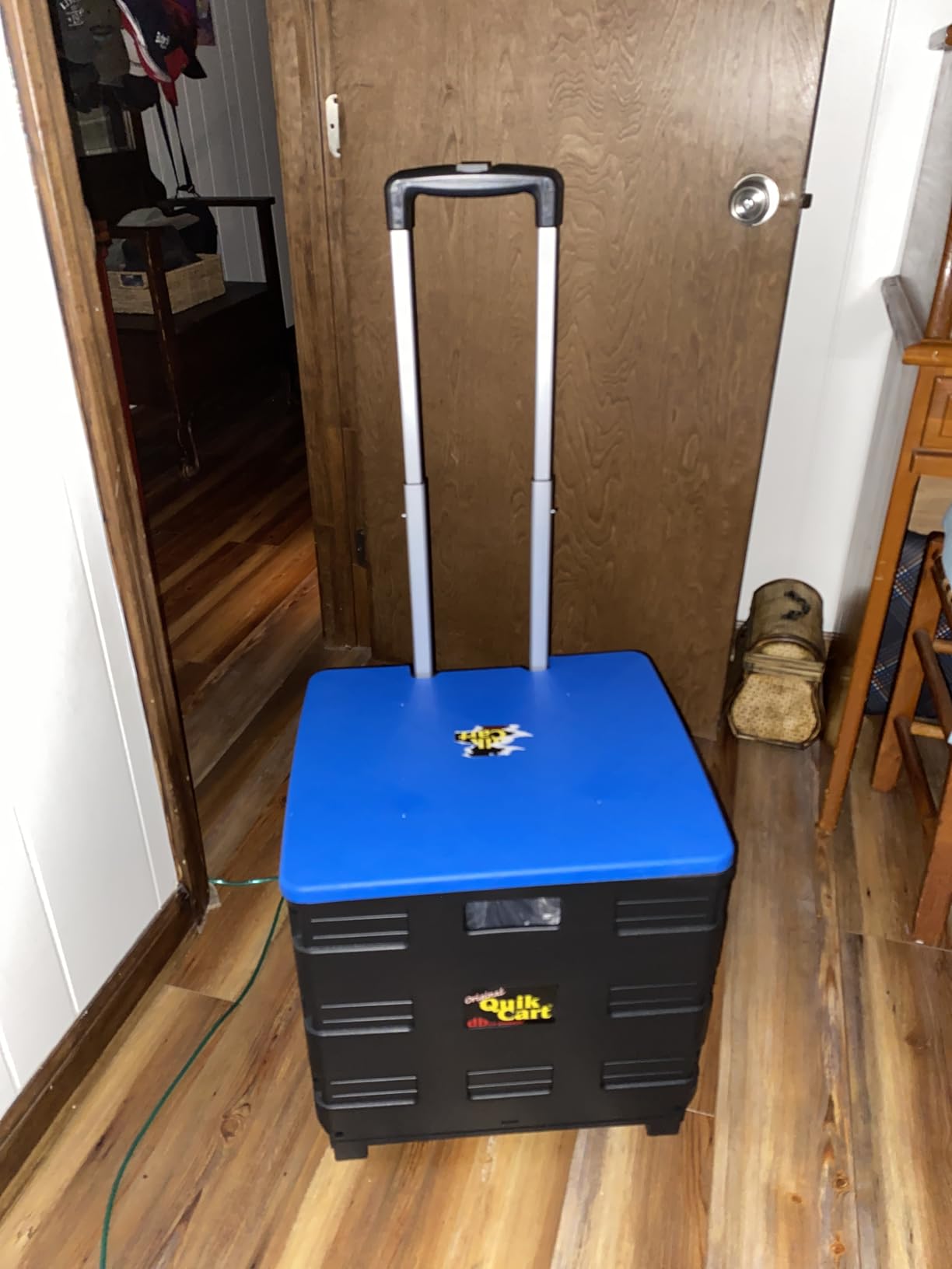dbest products Quik Cart Collapsible Rolling Crate on Wheels for Teachers Tote Basket 80 lbs Capacity, Made from Heavy Duty Plastic Used as a Seat, Black customer photo 2