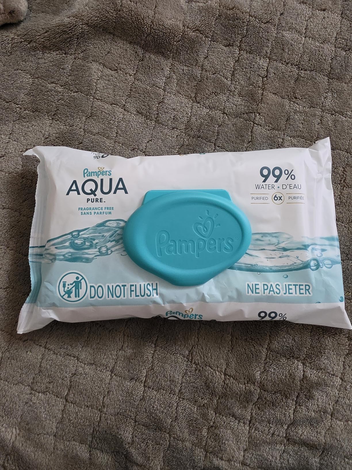 Pampers Aqua Pure Baby Wipes, 99% Water, Fragrance Free, Unscented, Water Based, Multi-Use, 336 Wipes Total (6X Flip-Top Packs) customer photo 1