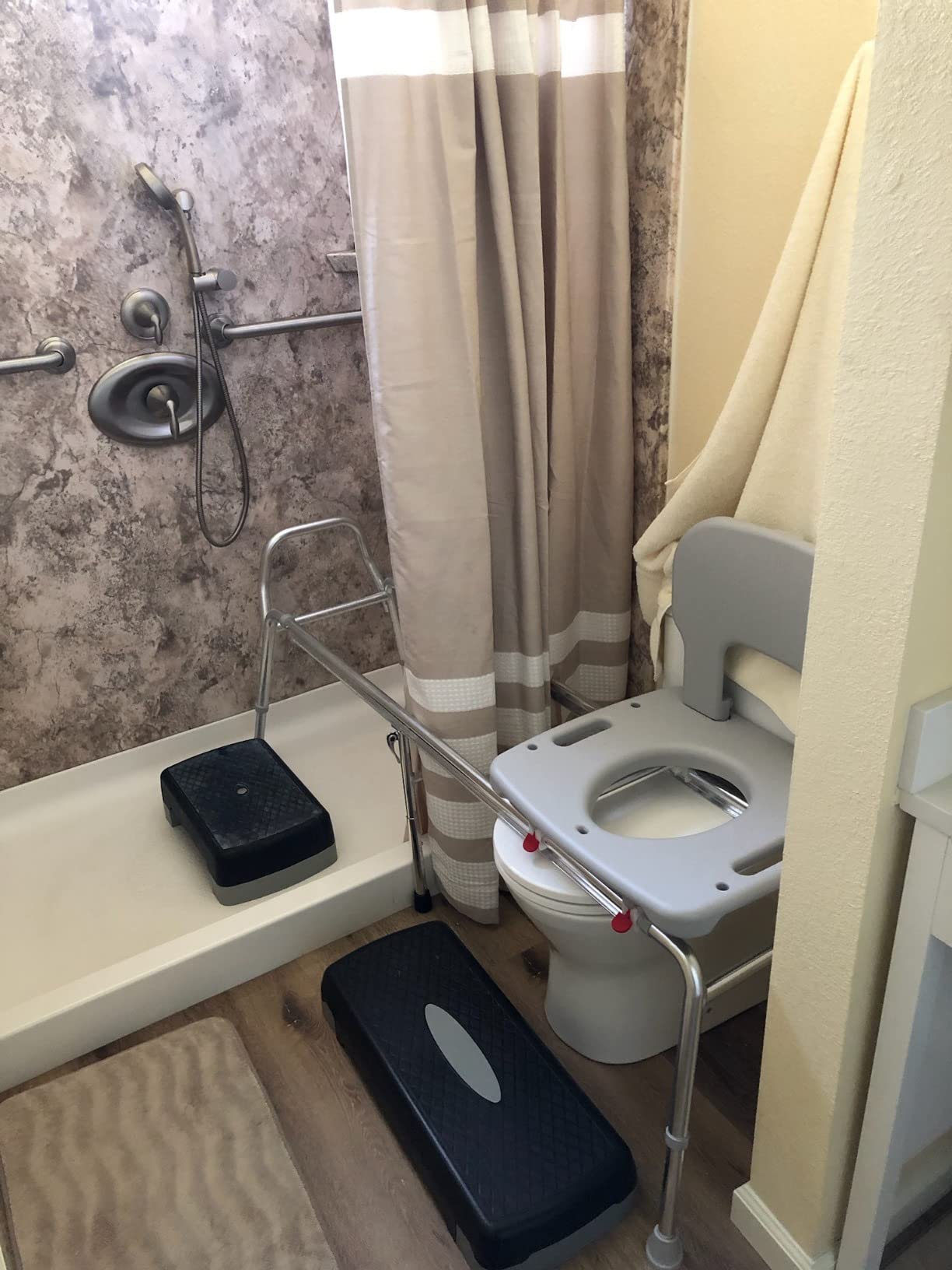 Eagle Health Supplies Toilet-to-Tub Transfer Bench with Cut Out Seat, FSA/HSA Eligible Sliding Shower Chair for Elderly and Disabled, Height Adjustable Shower Seats for Adults Inside Shower, 77963 customer photo 1