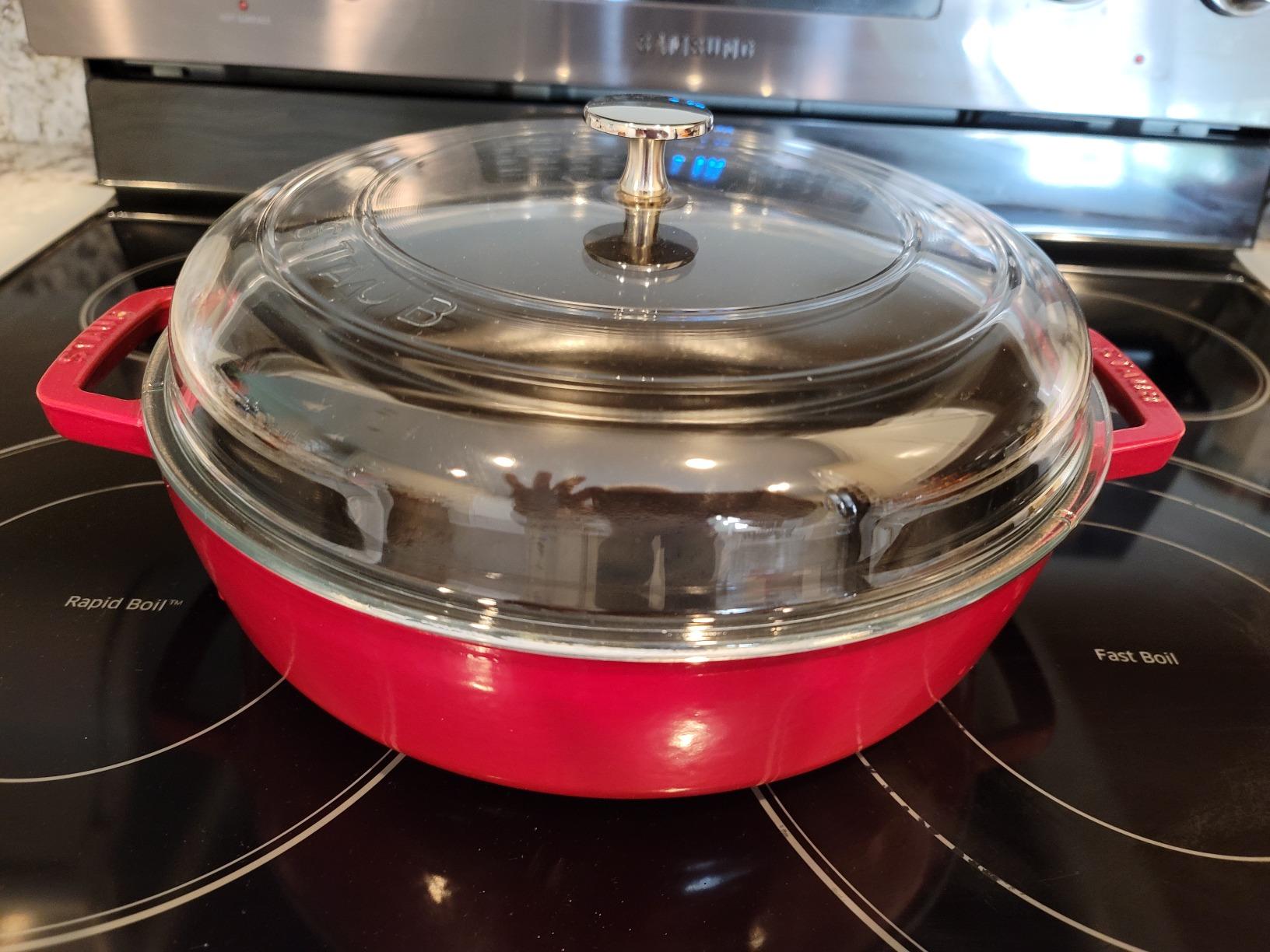 Staub Cast Iron 3.5-qt Braiser with Glass Lid - Dark Blue customer photo 2
