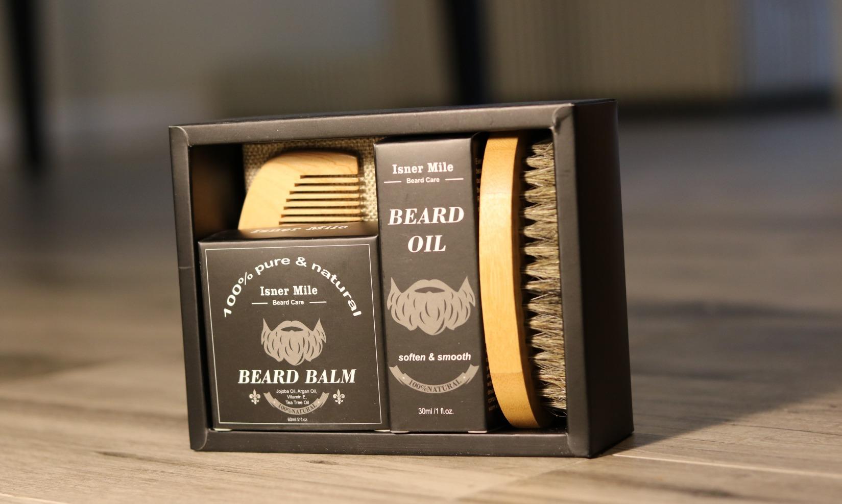 Isner Mile Beard Grooming Kit for Men with Beard Oil Balm Wash Brush Comb & Straight Razor - Gifts for Men Him Boyfriend customer photo 2