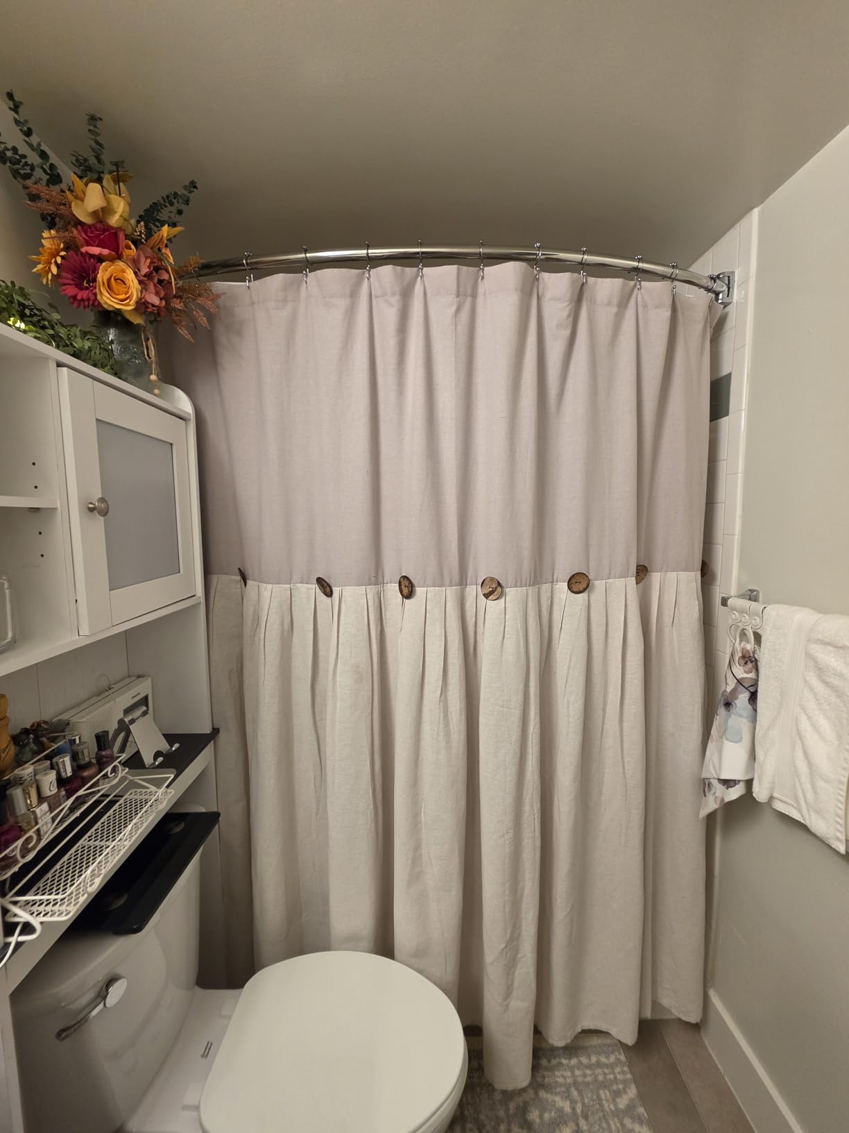 Lush Decor Linen Button Shower Curtain, 72