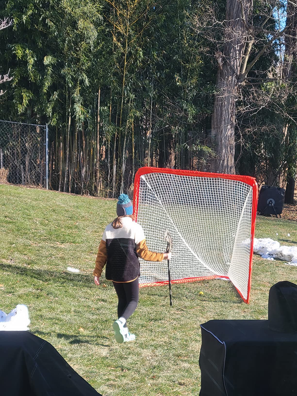 GoSports Regulation 6 ft x 6 ft Lacrosse Net - Steel Frame or Bow Style Frame - The Only Truly Portable Lacrosse Goal, Backyard Setup in Minutes customer photo 2