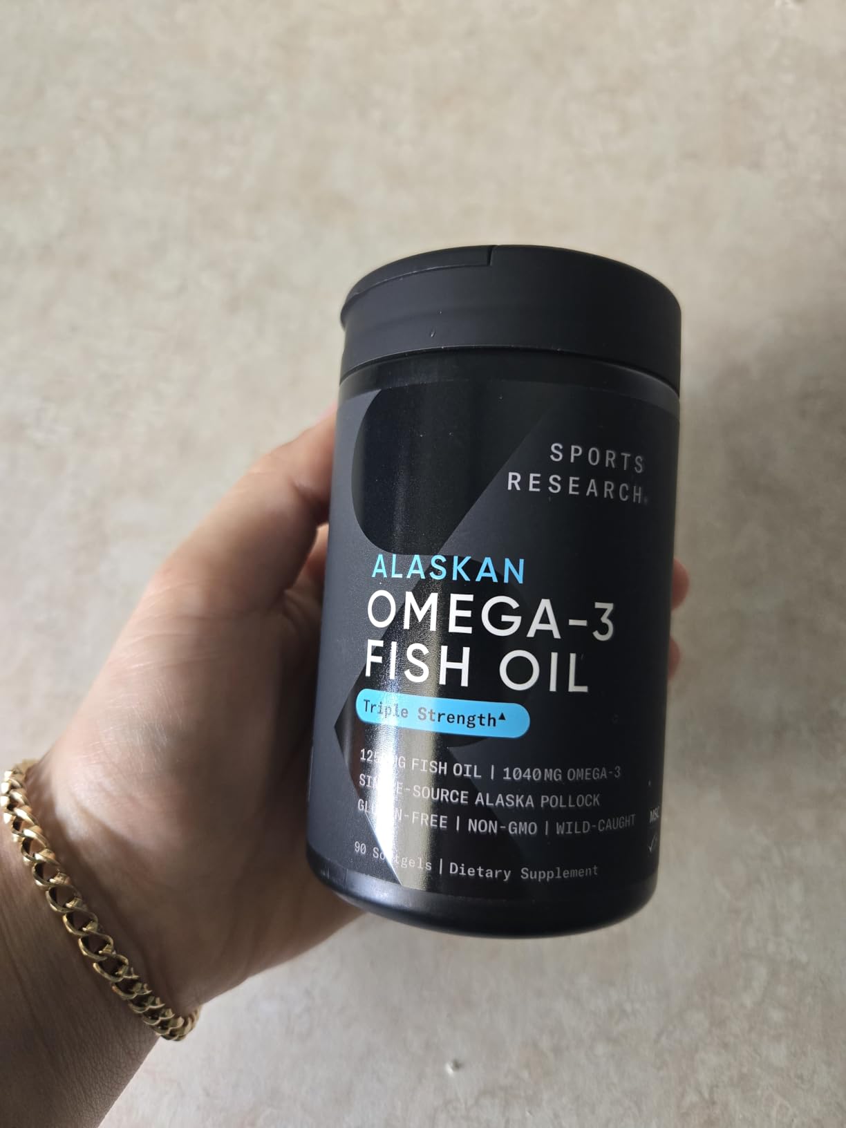 Sports Research Omega-3 Fish Oil 1250mg from Wild Alaska Pollock, 90 Count | Always Fresh Never Fishy, 690mg EPA & 260 DHA per Softgel, MSC Certified Sustainable, Heart & Brain Health, Non-GMO, Soy Free customer photo 1