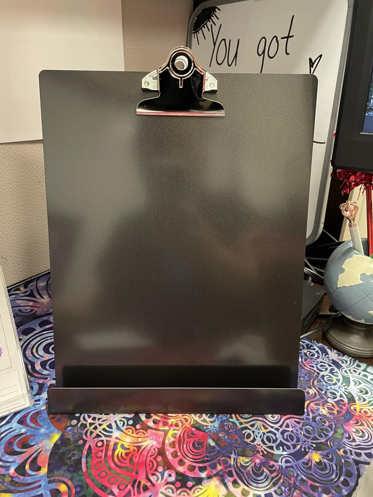 Saunders Free Standing Clipboard & Tablet Stand - Durable Black Recycled Aluminum Desktop Document Holder for Office, Teachers & Students - 1