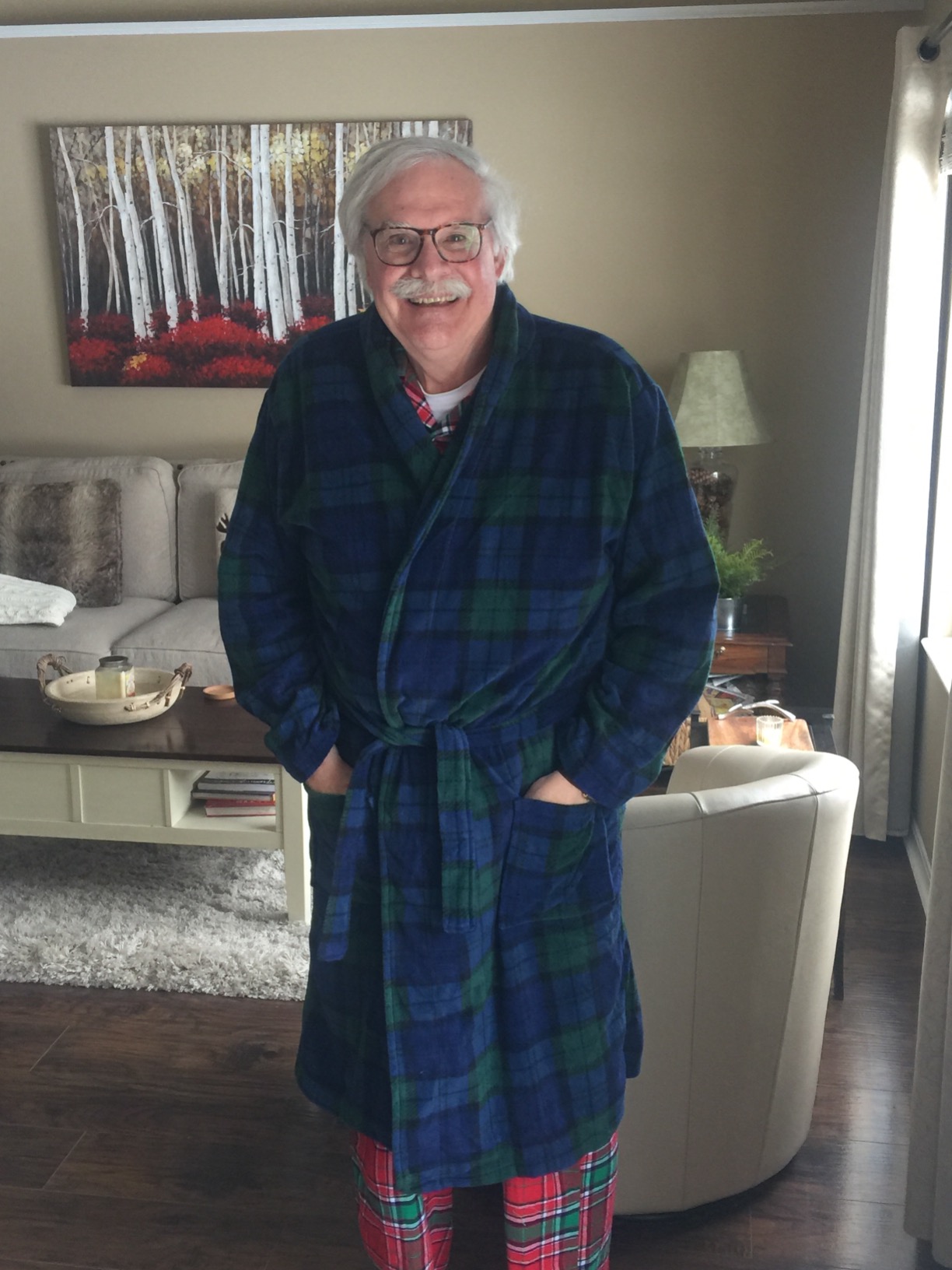 John Christian Men's Fleece Robe, Scottish Black Watch Tartan customer photo 1