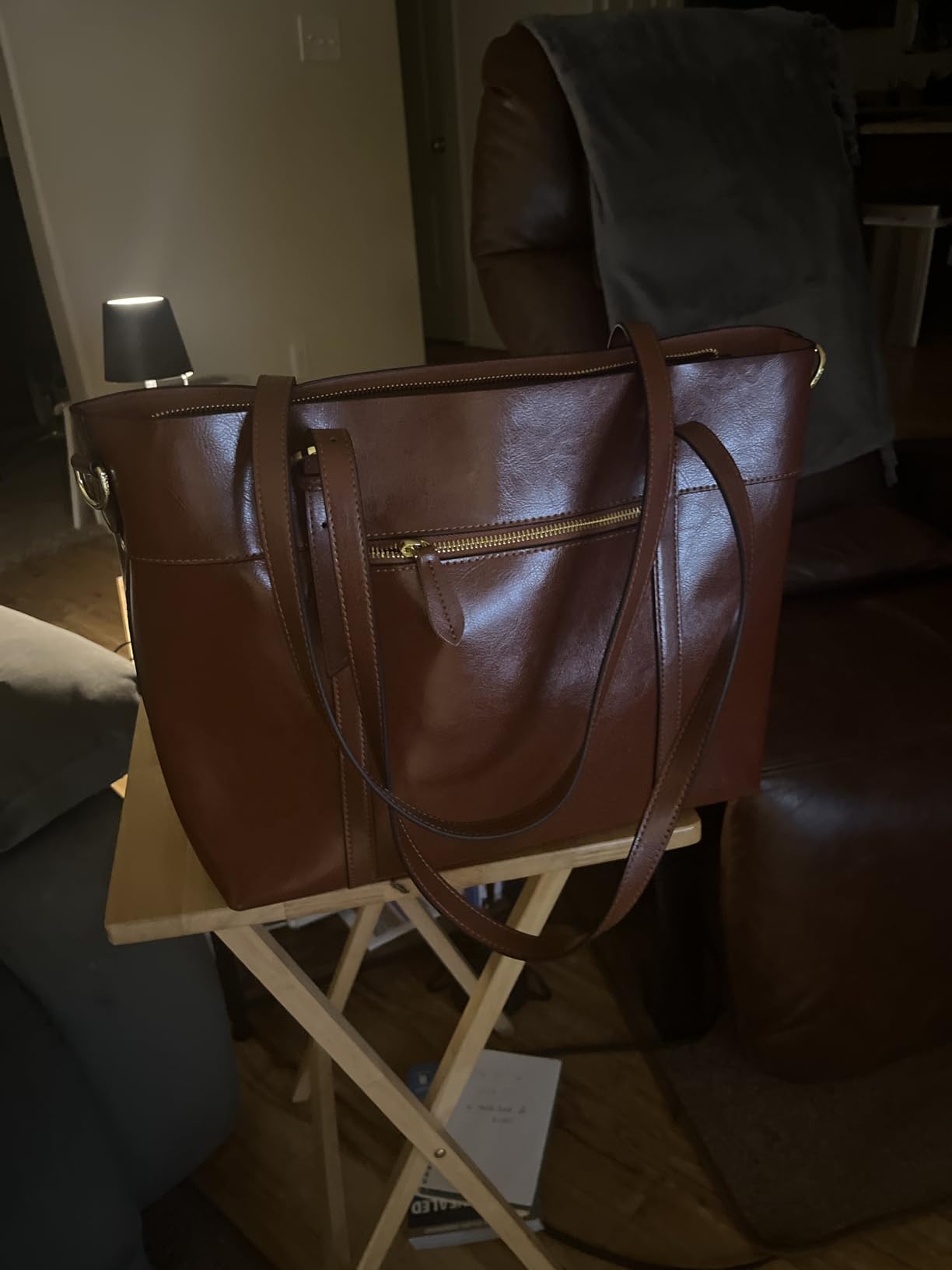 Kattee Genuine Leather Women Tote Bag Soft Handbags Vintage Shoulder Purses Fashion Top Handle Bag Large Capacity customer photo 1