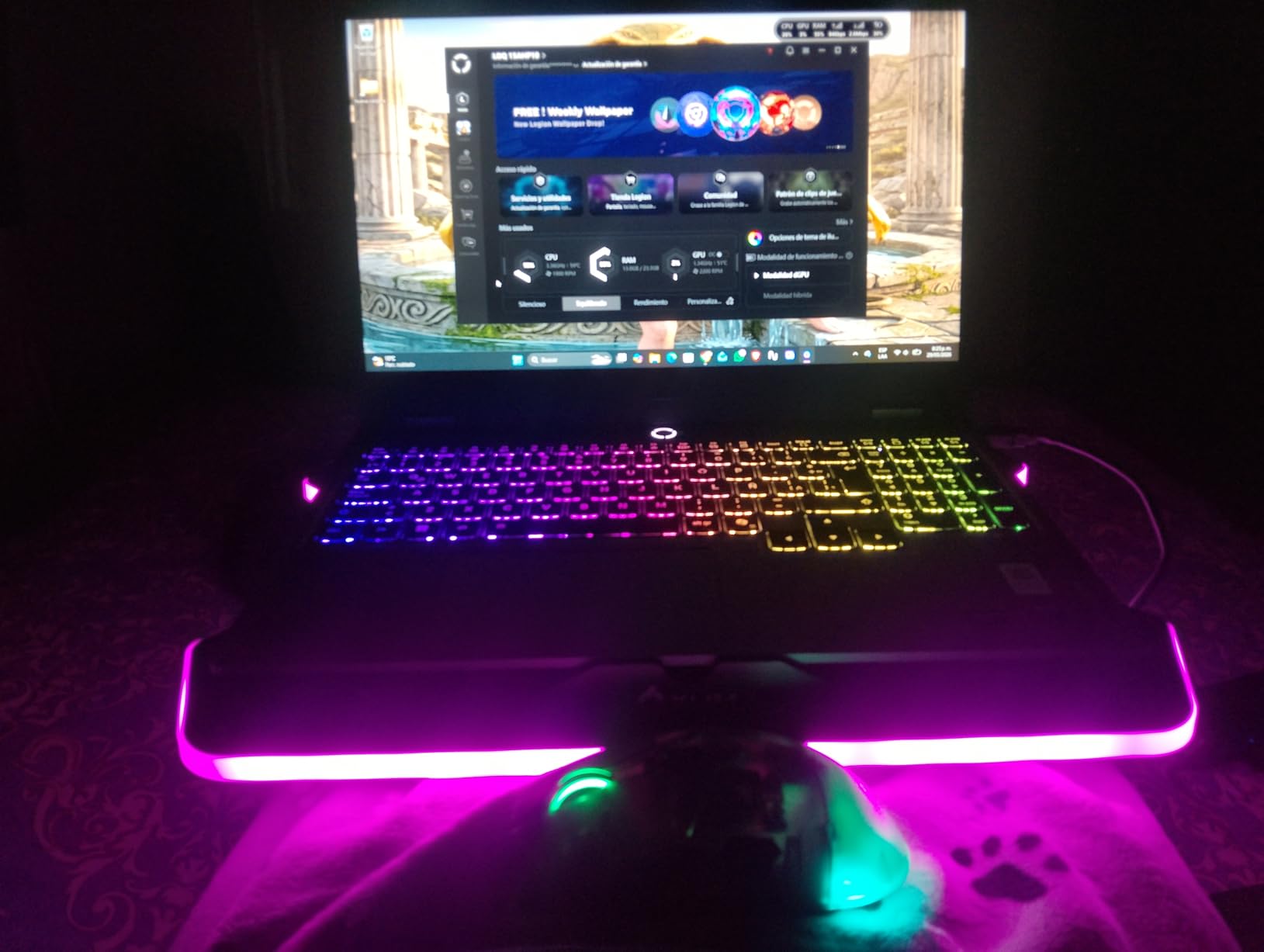 KLIM Ultimate - RGB Laptop Cooling Pad with LED Rim - Gaming Laptop Cooler - USB Powered Fan - Very Stable and Silent Laptop Stand - Compatible up to 17