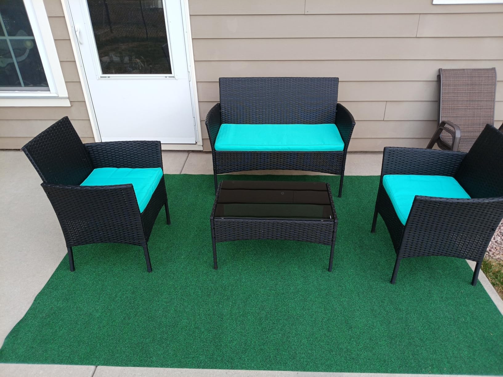 FDW 4-Piece Patio Furniture Set, Black, Outdoor Wicker Furniture with Coffee Table, Modern Rattan Chairs Conversation Set, Outdoor Seating, Weather-Resistant, for Porch, Garden, Lawn customer photo 1