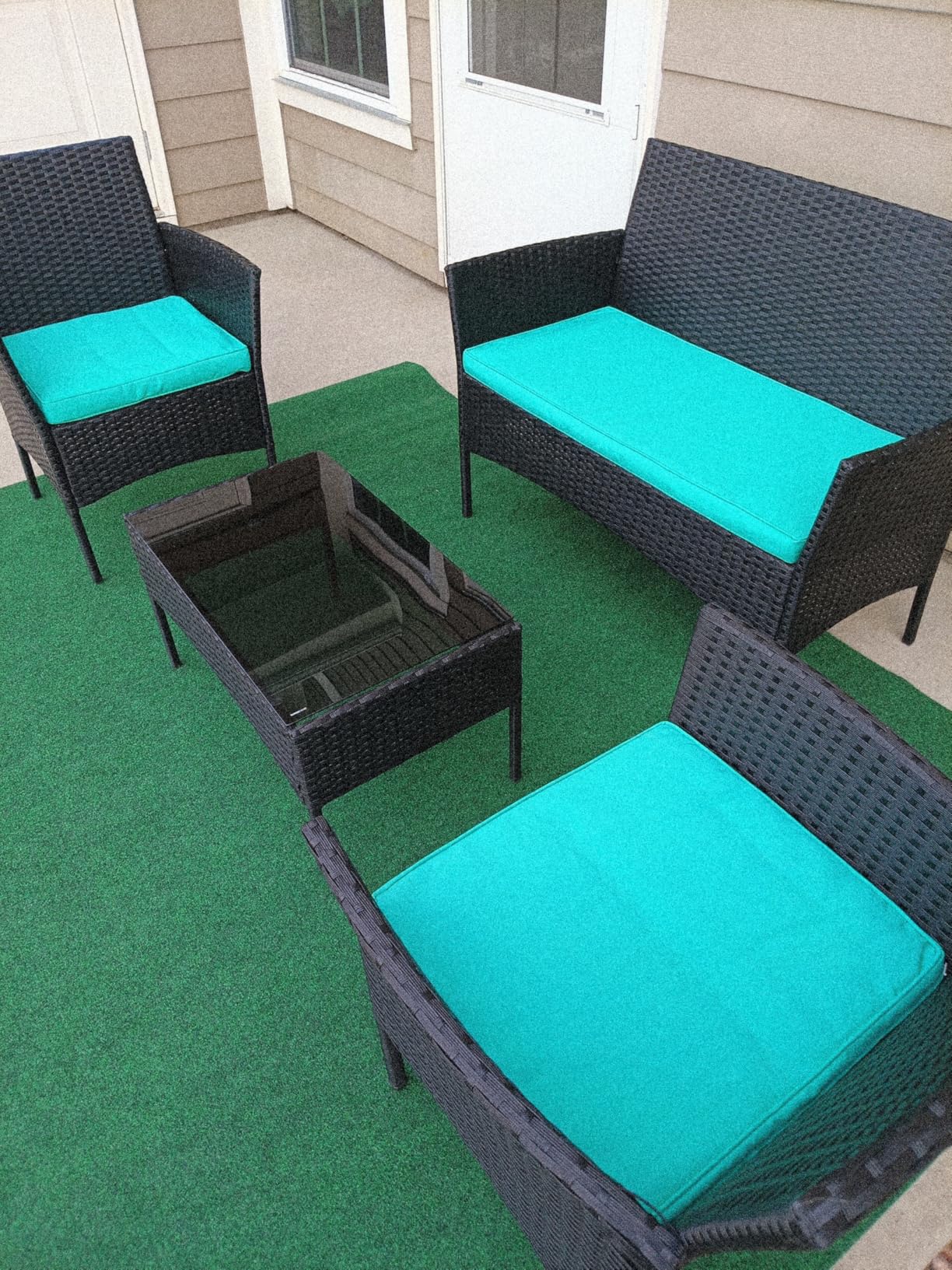 FDW 4-Piece Patio Furniture Set, Black, Outdoor Wicker Furniture with Coffee Table, Modern Rattan Chairs Conversation Set, Outdoor Seating, Weather-Resistant, for Porch, Garden, Lawn customer photo 2