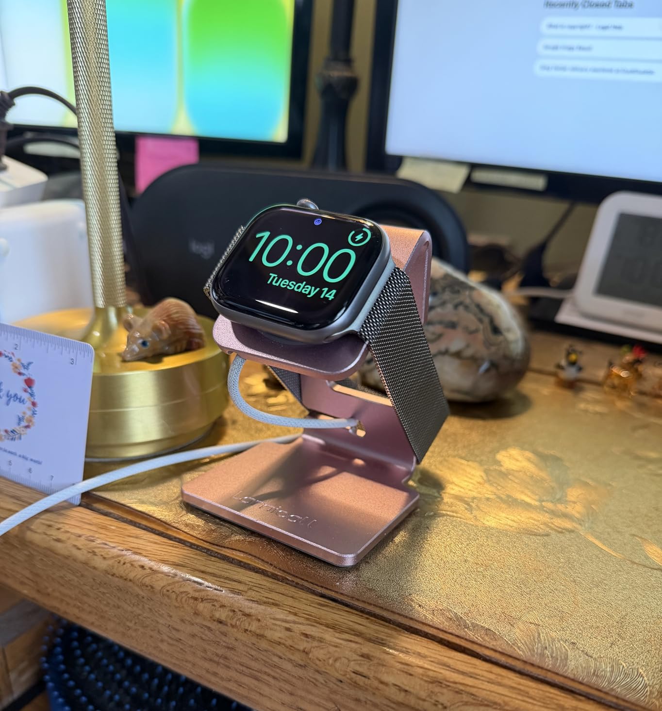 Lamicall Watch Stand for Apple Watch Magnetic Fast Charger - Desk Charging Stand Holder Dock for Apple iWatch Series SE3 SE2 Ultra 3, Series 11 10 9 8 7 6 5(49mm 46mm 45mm 44mm 42mm 41mm 40mm 38mm) customer photo 2
