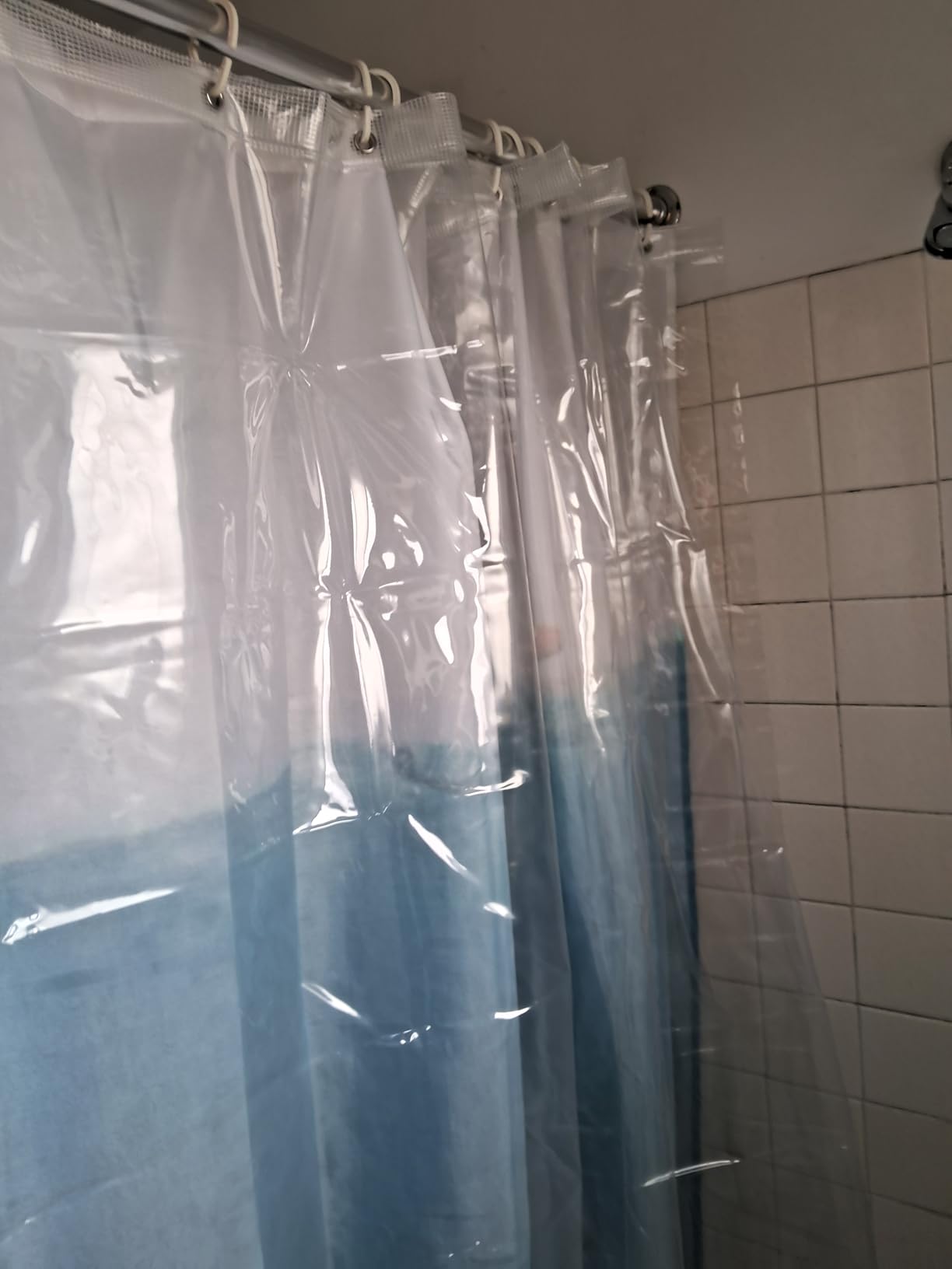 AmazerBath Heavy Duty Shower Curtain Liner 12 Gauge, 72 x 72 Inches Clear Shower Curtain Liner with 3 Clear Stones and 12 Grommet Holes, Weighted Plastic Shower Liner customer photo 2