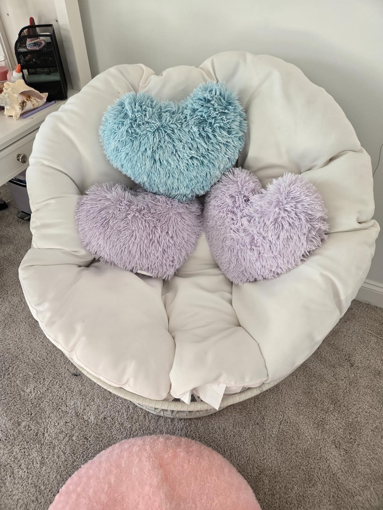 OSP Home Furnishings Wicker Papasan Chair with 360-Degree Swivel, Grey Frame with Orange Cushion customer photo 1