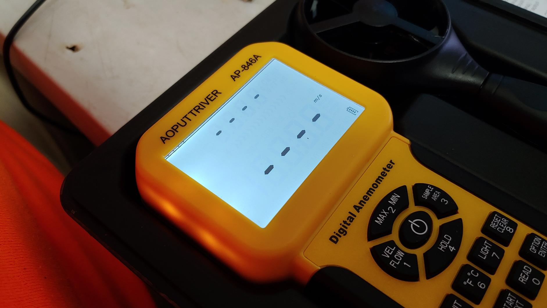 Pro HVAC Anemometer Handheld CFM Meter Wind Speed Meter with USB Data Export to PC Max/Avg/Min Functions for Measuring Wind Speed Air Velocity, Wind Temp AP-856A customer photo 1