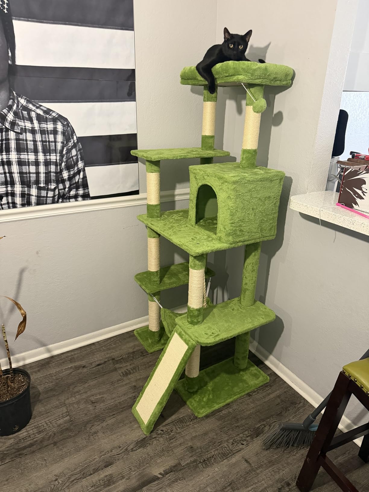 Yaheetech 63in Large Cat Tree for Heavy Cats up to 22lbs, Anti-Wobble Tower with Condo & Hammock, Space-Saving for Indoor Multi-Pet Households, Stops Furniture Scratching customer photo 2