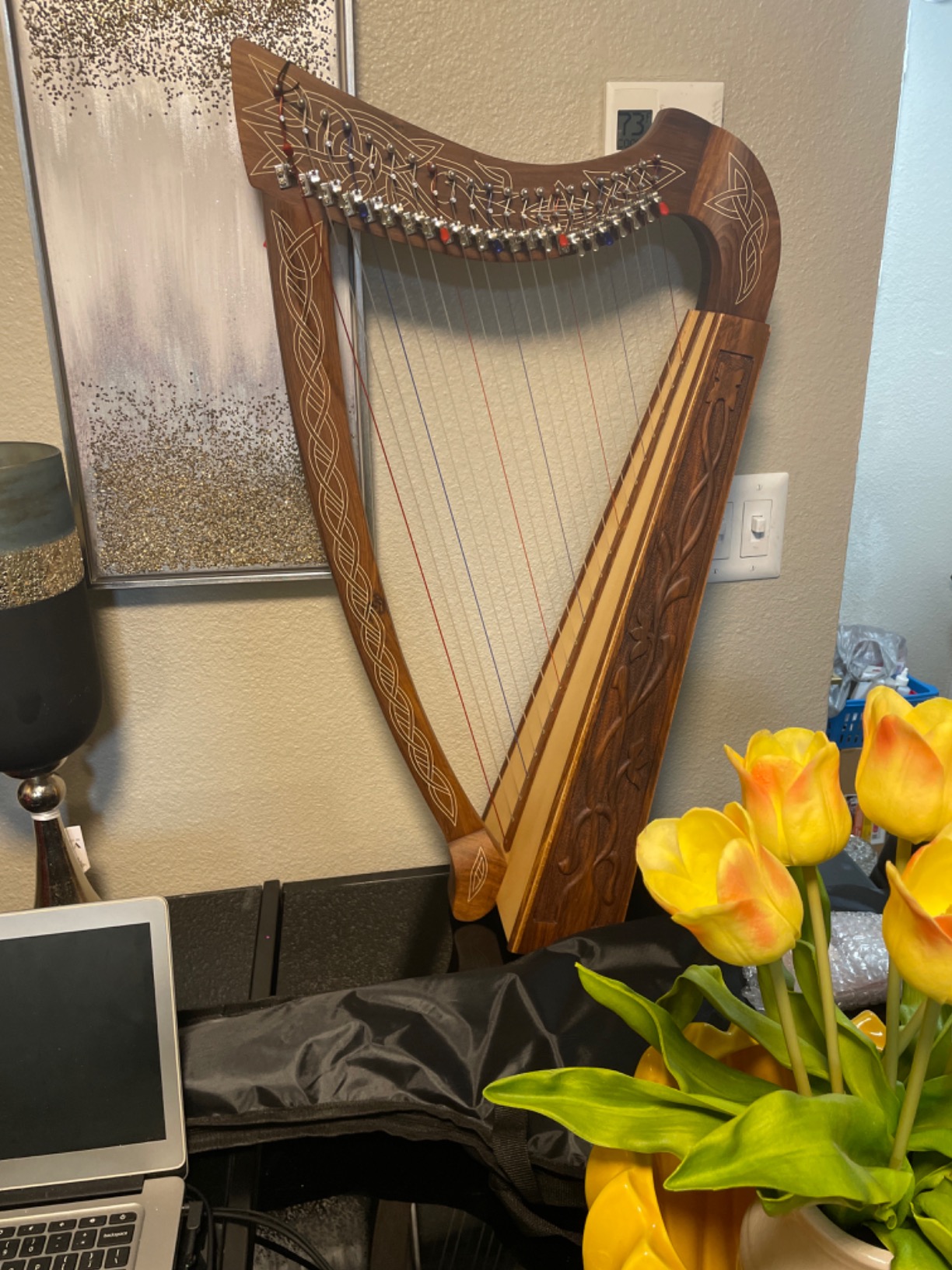 Roosebeck Heather Harp w/Full Chelby Levers - Vine Engraved customer photo 2