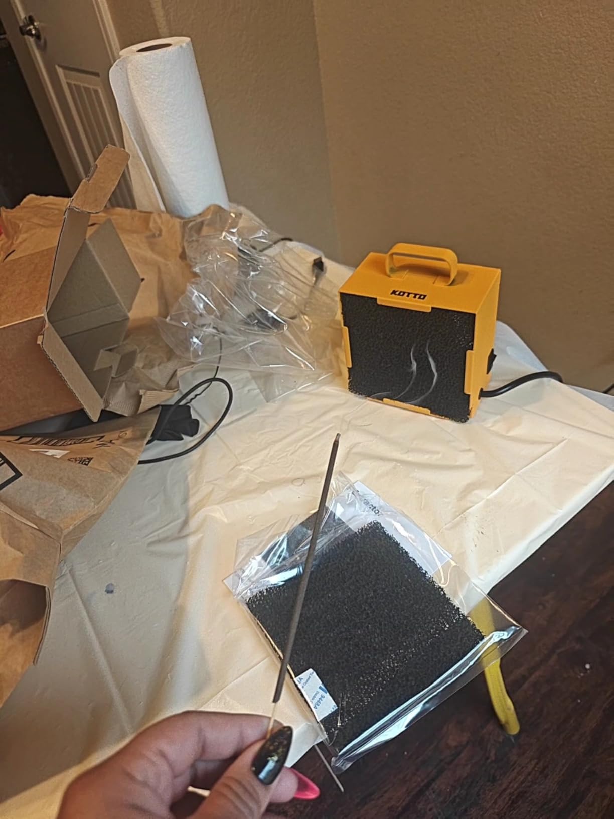 KOTTO Solder Smoke Absorber Remover Fume Extractor Smoke Prevention Absorber DIY Working Fan for Soldering Station (Yellow) customer photo 1