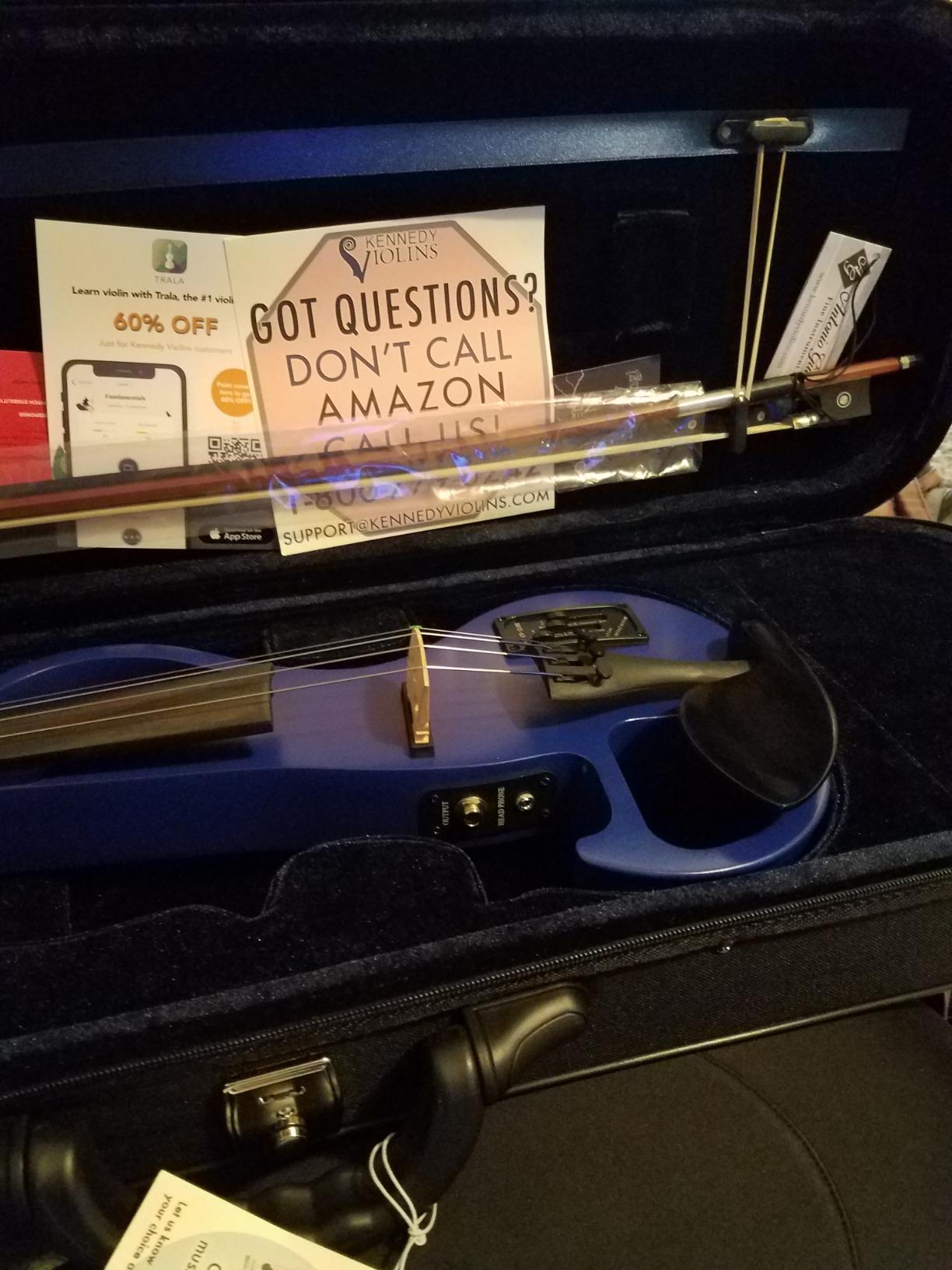 Electric Violin Bunnel Edge Outfit 4/4 Full Size (BLUE) - With Carrying Case and Accessories - Mini Amp - Headphone Jack - Piezo Ceramic Pick-Up from Kennedy Violins customer photo 2
