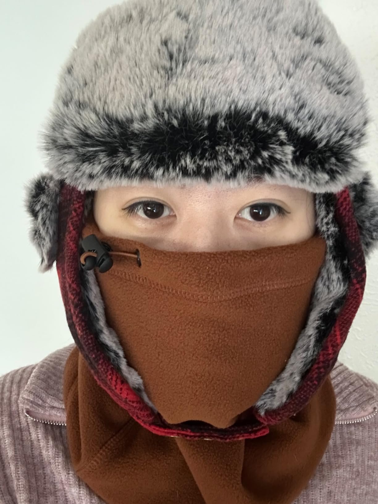 Jeff & Aimy Stylish Plaid Winter Wool Trapper Faux Fur Earflap Hunting Hat Ushanka Russian Cold Weather Thick Lined 55-61CM customer photo 2