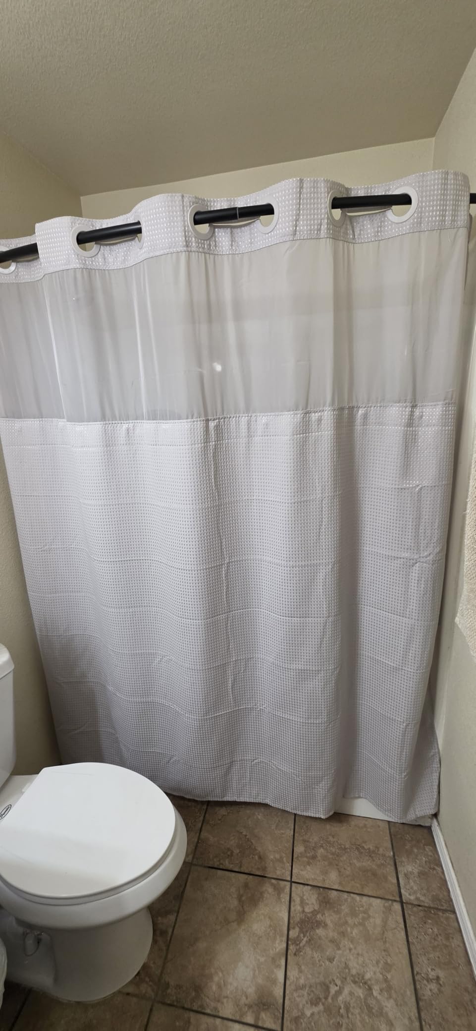 River Dream Heavyweight No Hooks Required Dotted Waffle Weave Shower Curtain with Snap in Liner - 71W x 74H, Hotel Grade, Spa Like Bath Curtain, Linen customer photo 2