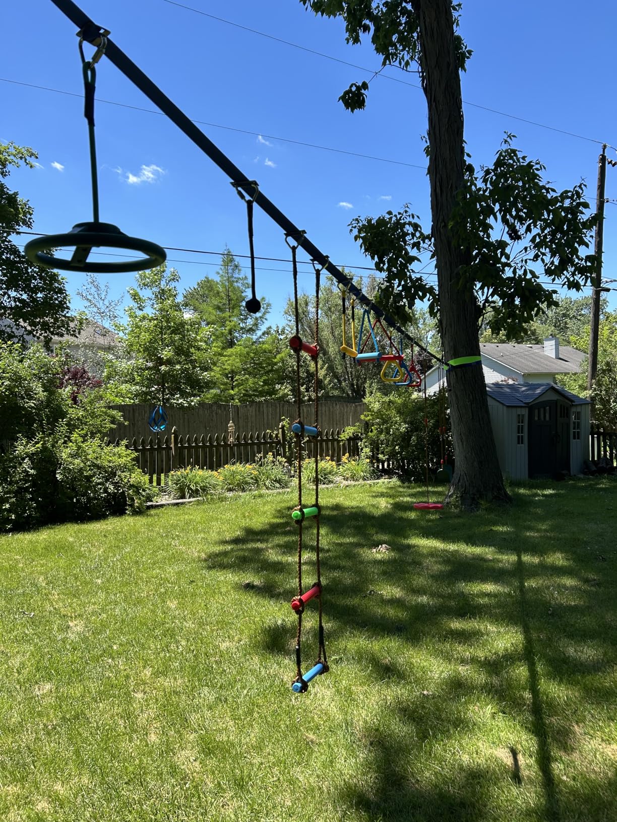 2-in-1 Ninja Warrior Obstacle Course with Zip Line for Kids & Adults, Transformable Backyard Slackline Kit, Outdoor Play Set with Swing, Climbing Obstacles & Flying Seat, Easy Setup, Heavy Duty customer photo 1