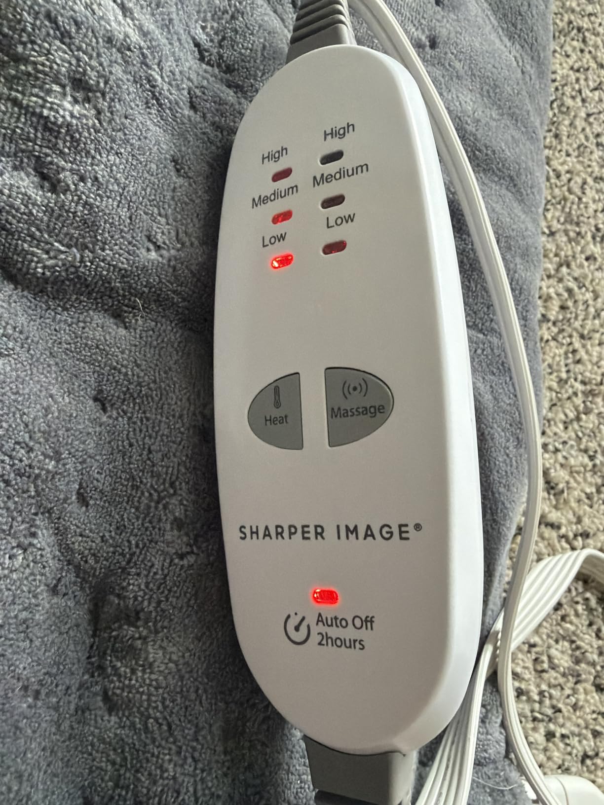 Calming Heat Massaging Vibrations Weighted Heating Pad by Sharper Image | Temperature Settings, Auto Shut-Off Feature, 3 Heat, 6 Massage, 12x24 Inch, 4 lbs customer photo 1