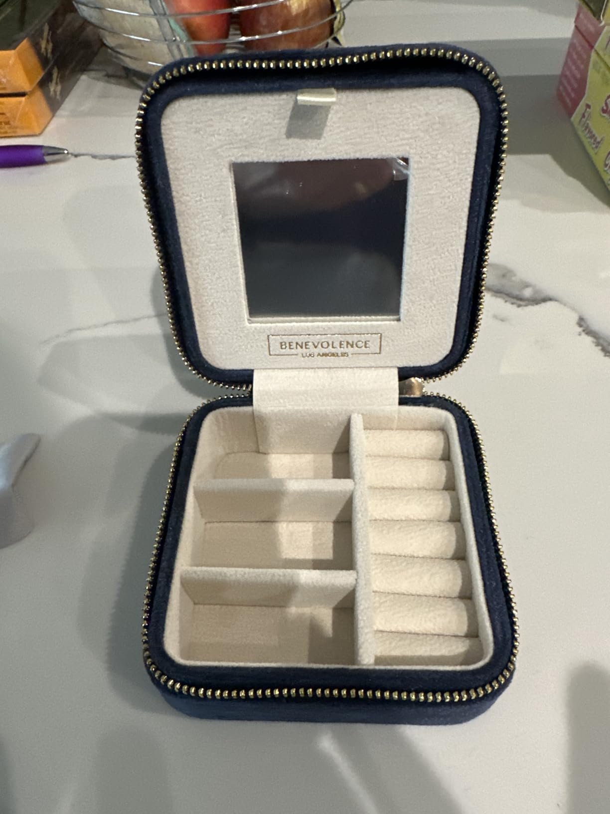 Benevolence LA Plush Velvet Jewelry Box | Travel Jewelry Case Organizer with Mirror | Featured in Oprah's Favorite Things | Best Gifts For Daughter, Girlfriend, Mom | Gifts For Her - Periwinkle Blue customer photo 1