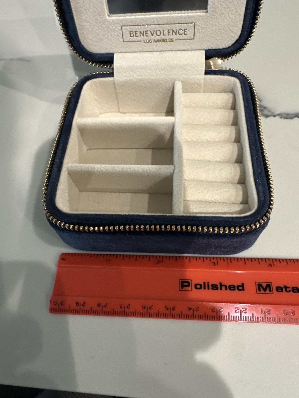 Benevolence LA Plush Velvet Jewelry Box | Travel Jewelry Case Organizer with Mirror | Featured in Oprah's Favorite Things | Best Gifts For Daughter, Girlfriend, Mom | Gifts For Her - Periwinkle Blue customer photo 2