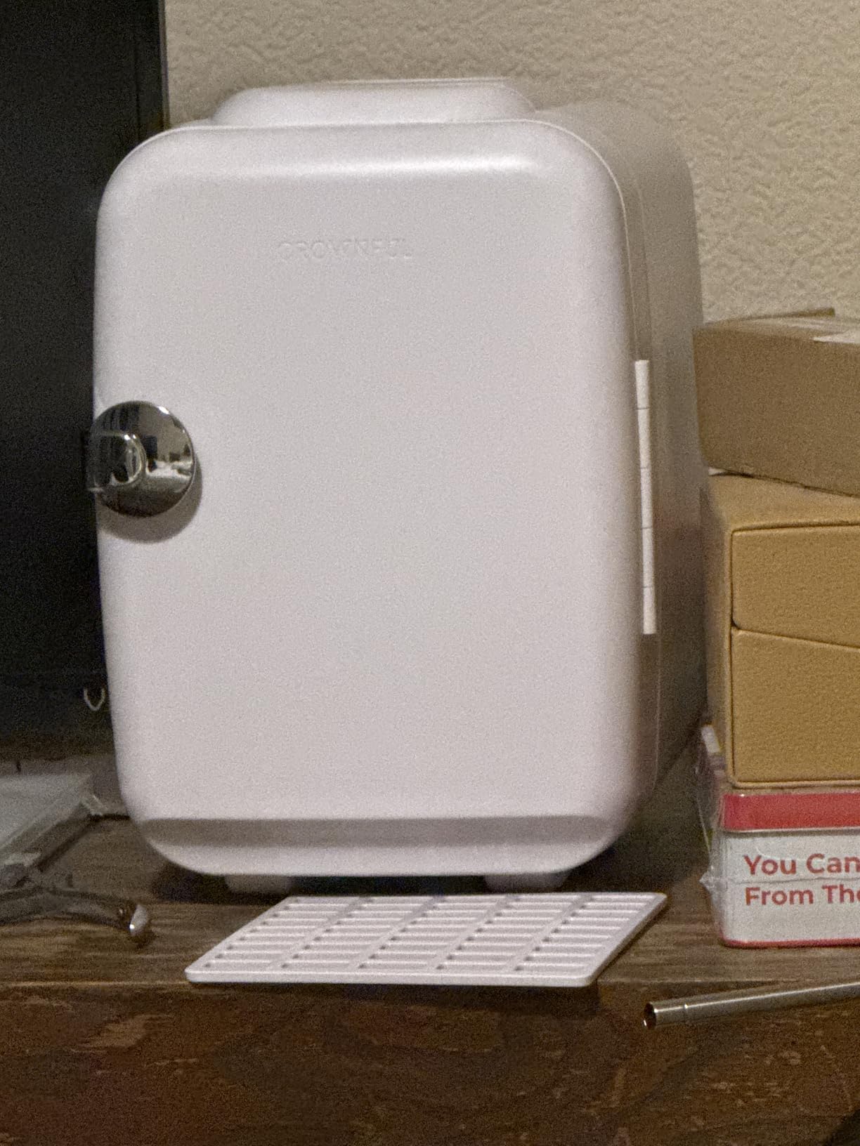 CROWNFUL Mini Fridge, 4 Liter/6 Can Portable Cooler and Warmer Personal Refrigerator for Skin Care, Cosmetics, Beverage, Food,Great for Bedroom, Office, Car, Dorm, ETL Listed (White) customer photo 1