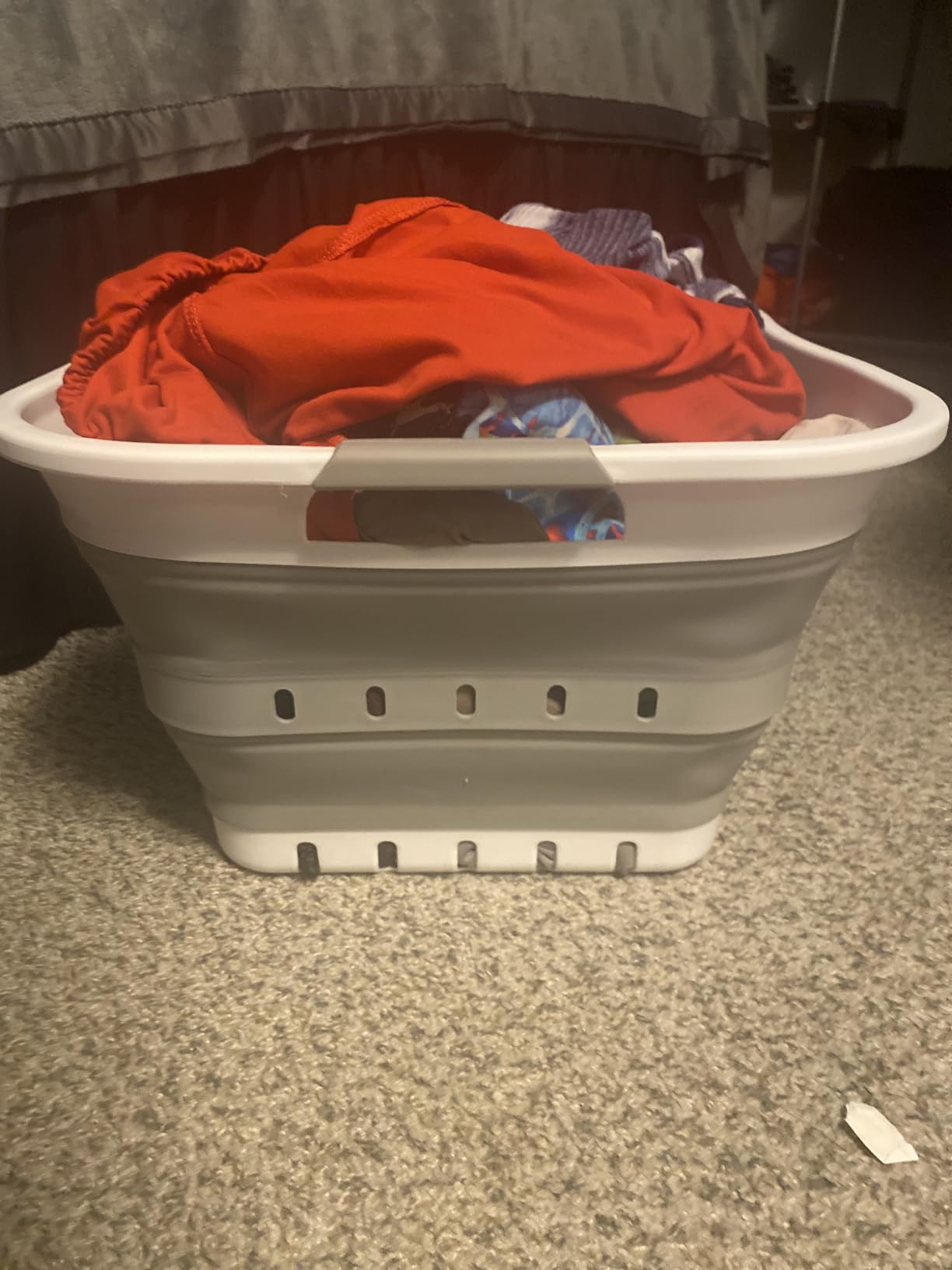 SAMMART 42L (11 gallon) Collapsible Plastic Laundry Basket - Foldable Pop Up Storage Container/Organizer - Space Saving Hamper/Basket (1, White/Grey) customer photo 2